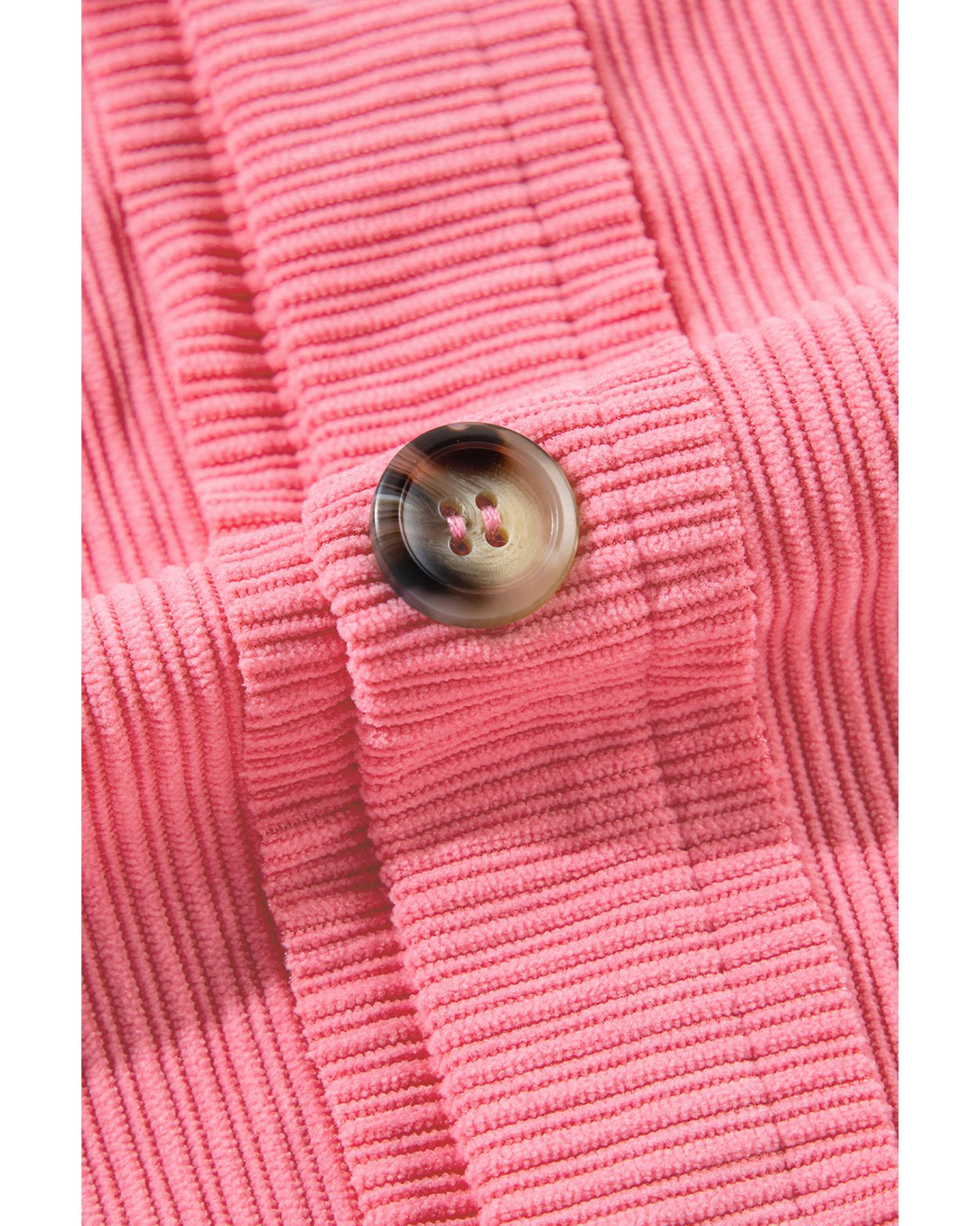 Bonbon Corduroy Flap Detail Button Up Split Shacket - XL 5