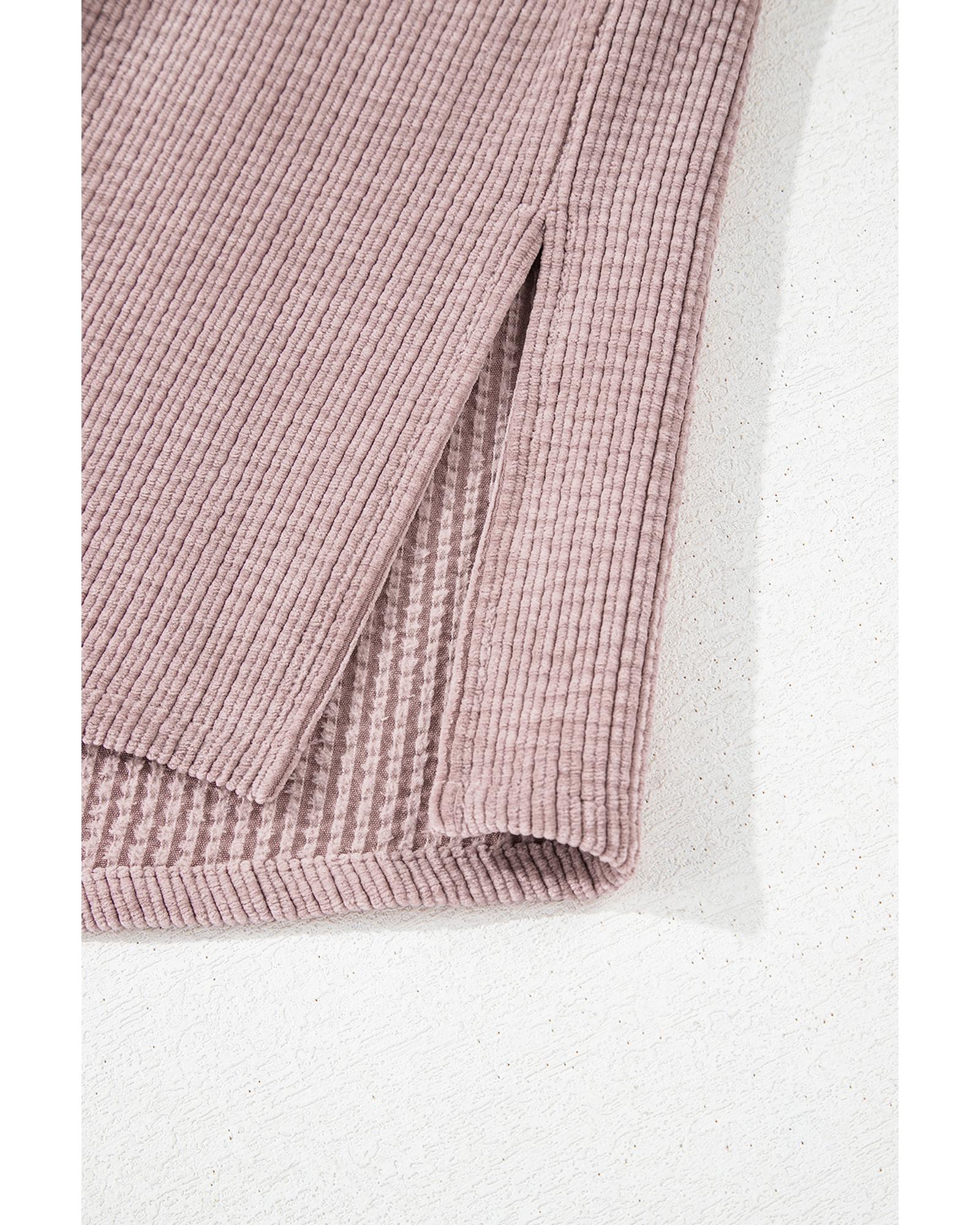 Light Pink Corduroy Flap Pocket Button Up Shacket - XL 3