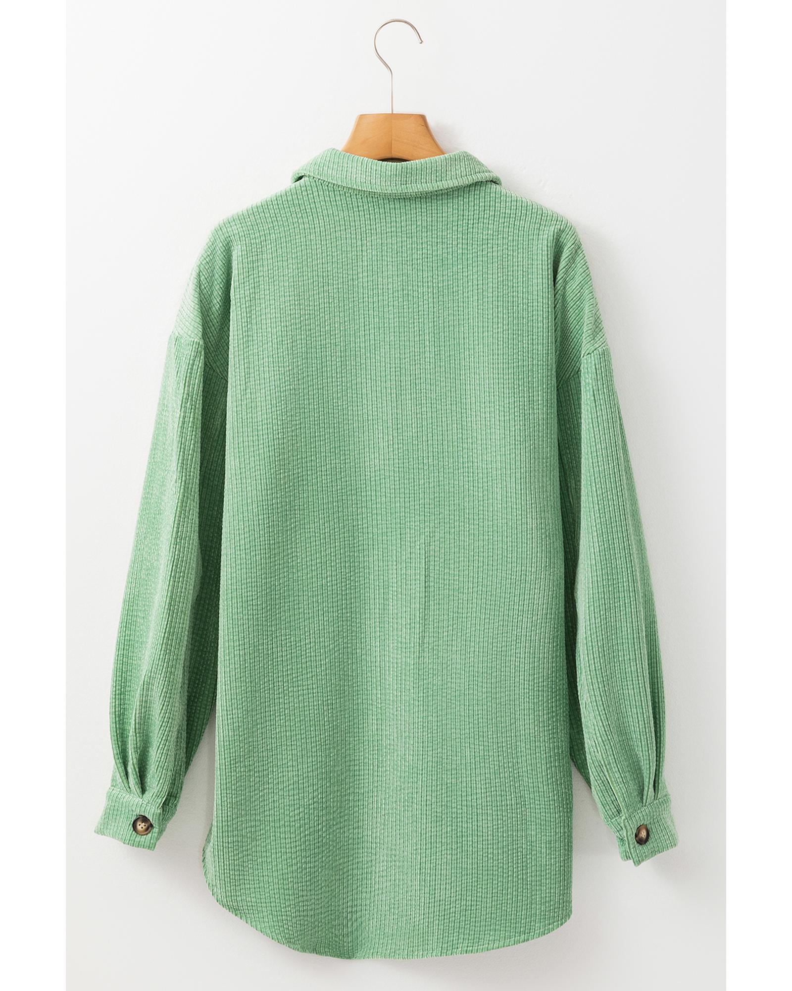 Mist Green Patched Pocket Button Up Corduroy Shacket - L 6