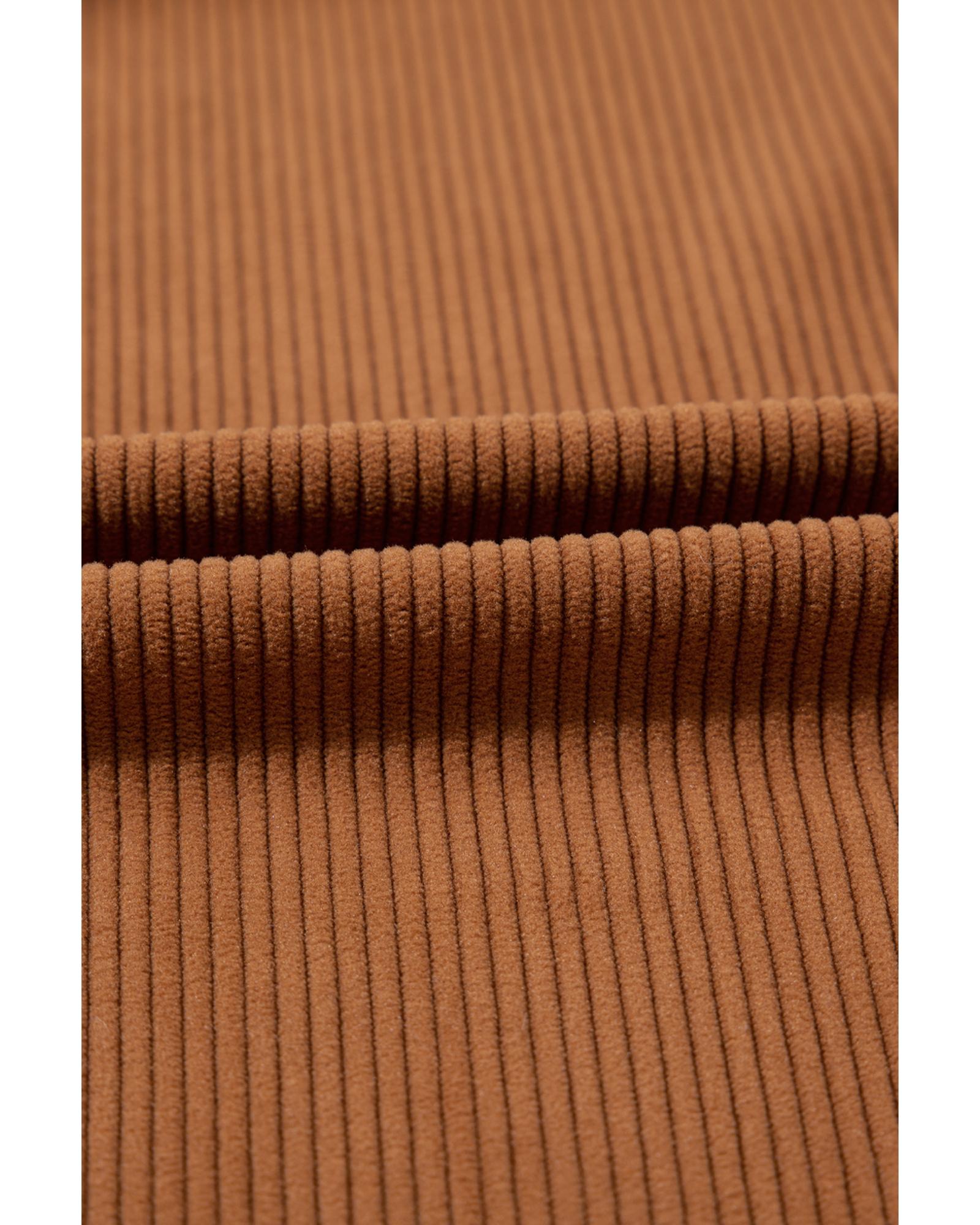 Cinnamon Corduroy Flap Pocket Button Up Round Hem Shacket - XL 8