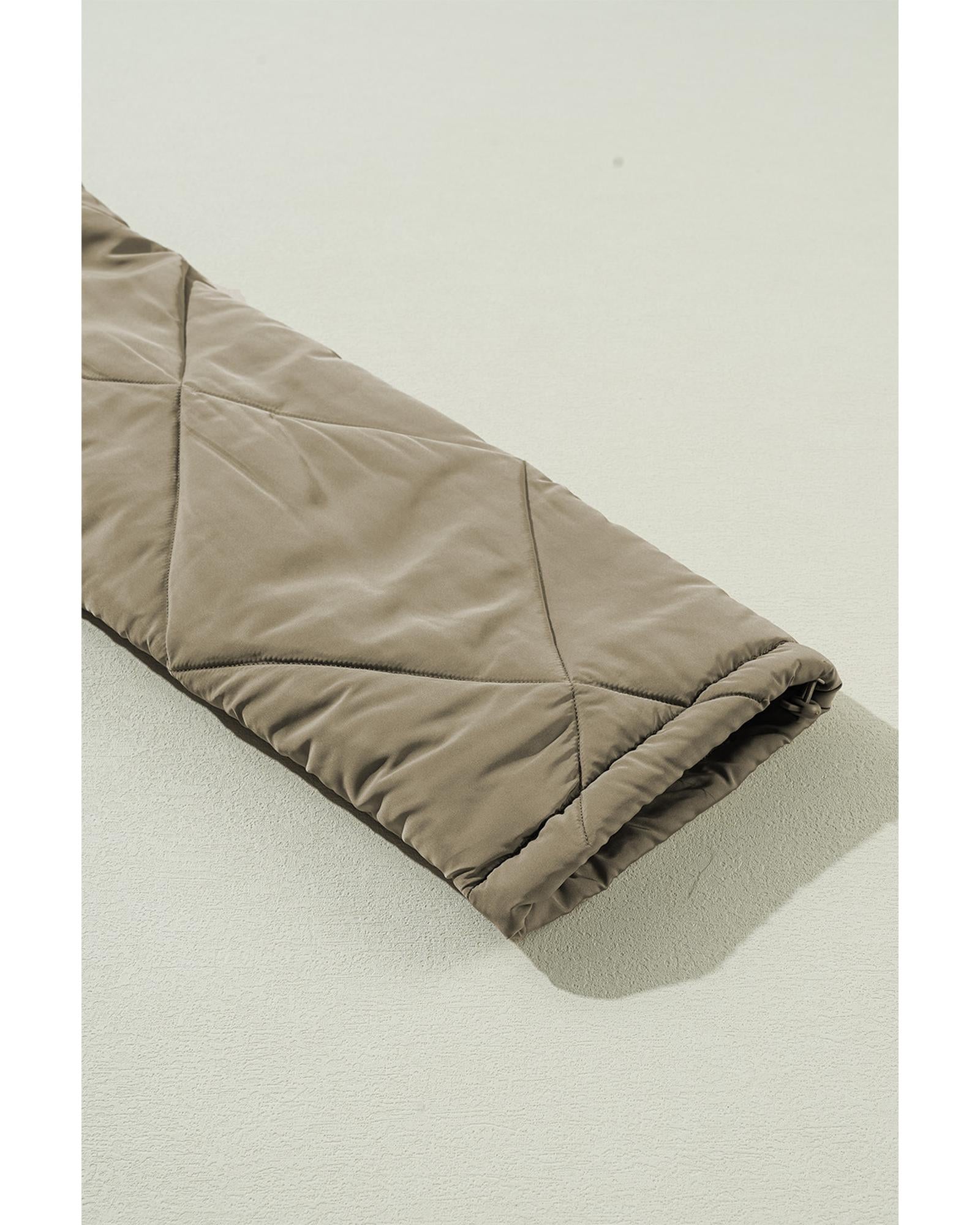 Jungle Green Teddy Collar Flap Pockets Quilted Puffer Jacket - S 3