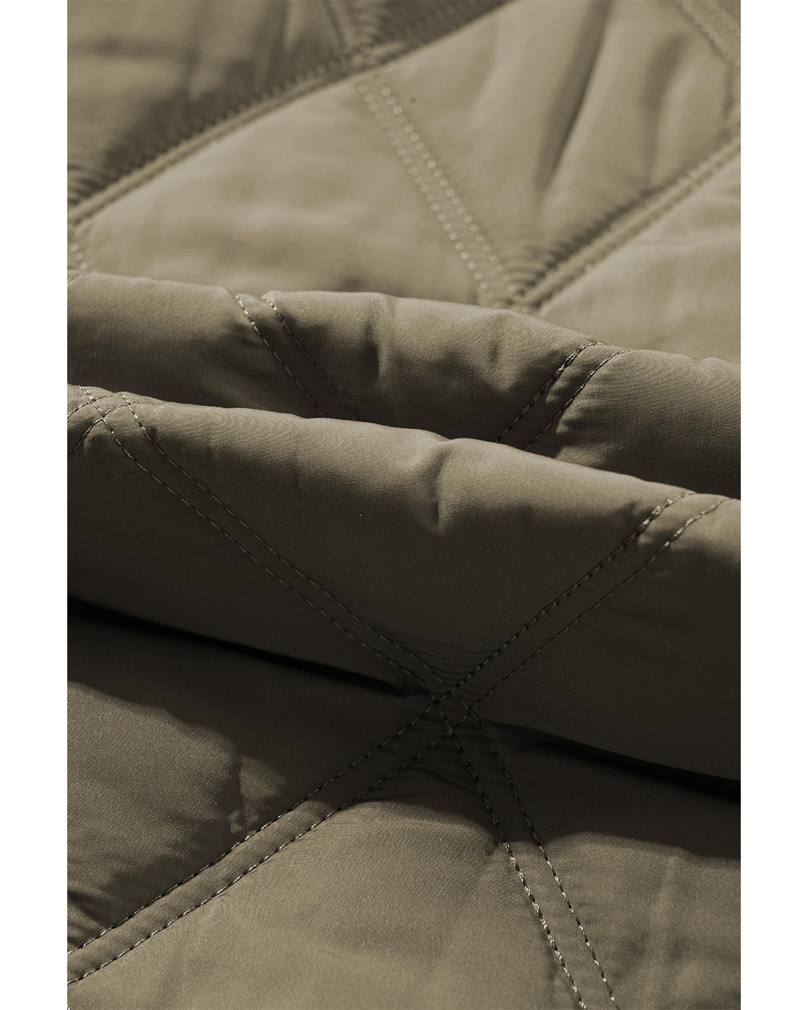 Jungle Green Teddy Collar Flap Pockets Quilted Puffer Jacket - S 4