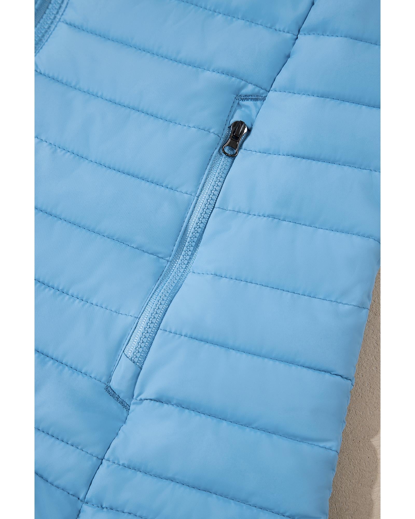 Myosotis Solid Color Quilted Zip-up Puffer Jacket - S 5