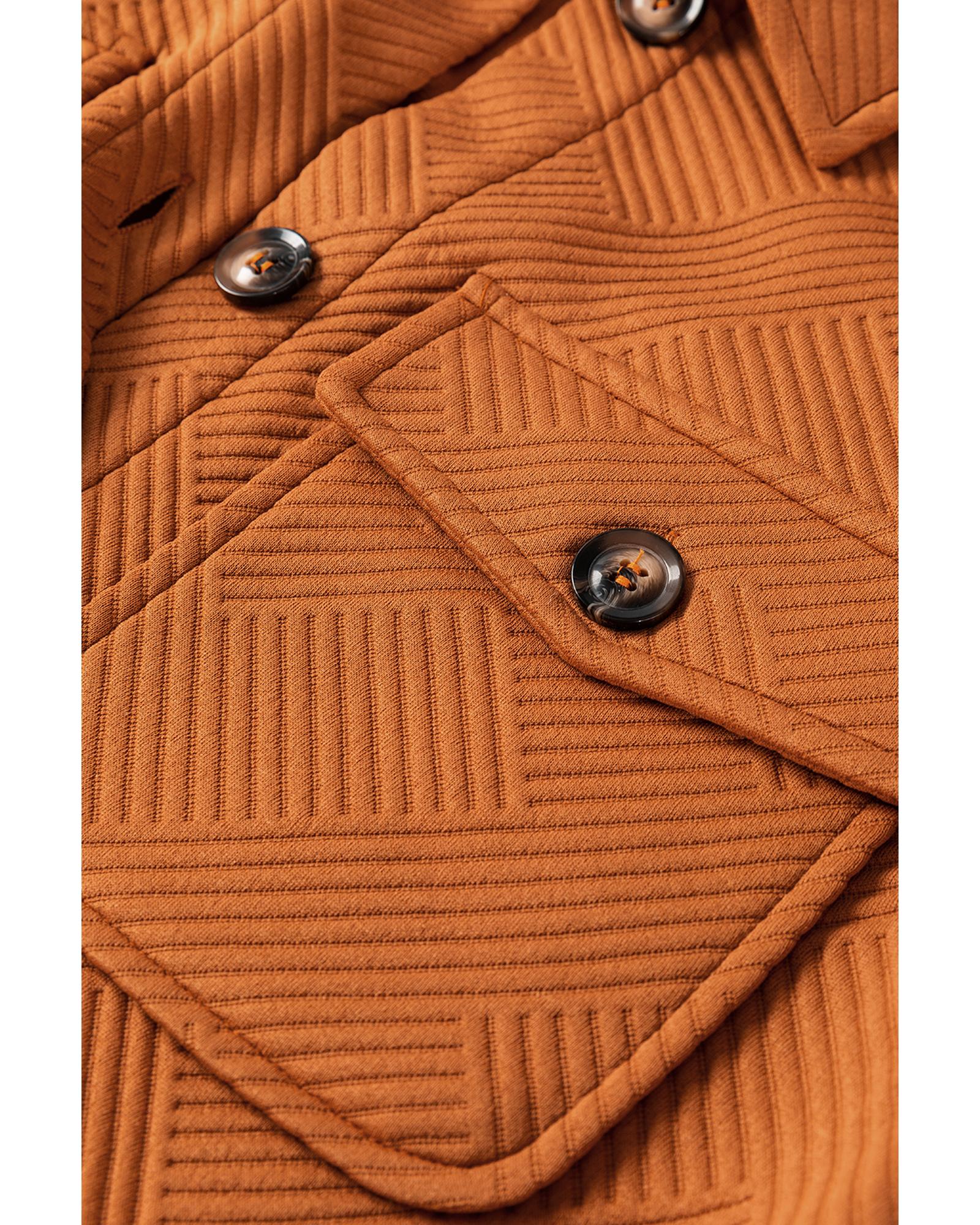 Gold Flame Textured Collared Drop Shoulder Buttoned Front Duster Coat - M 4