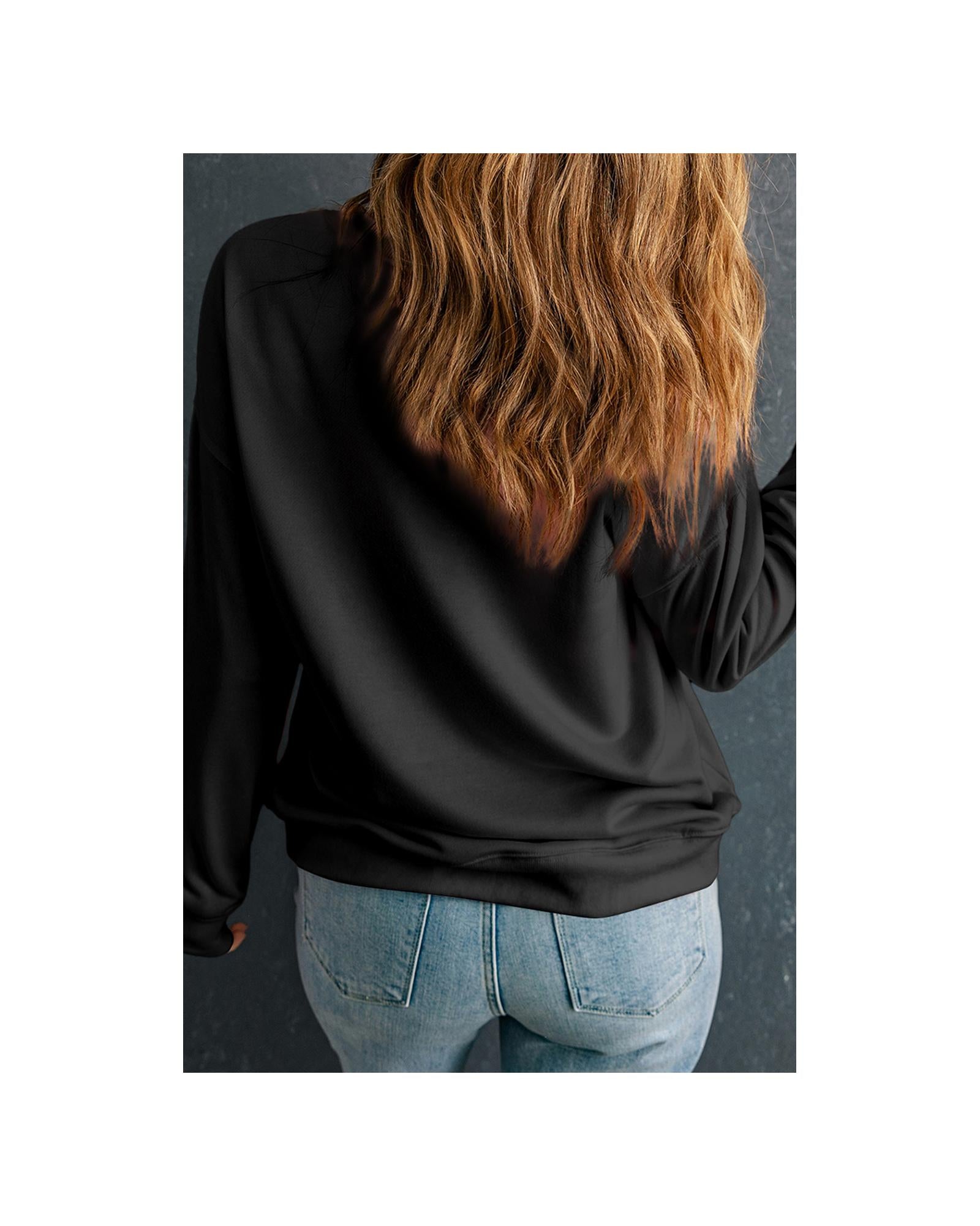 Black Bow Pattern Drop Shoulder Plus Size Sweatshirt - 4X
