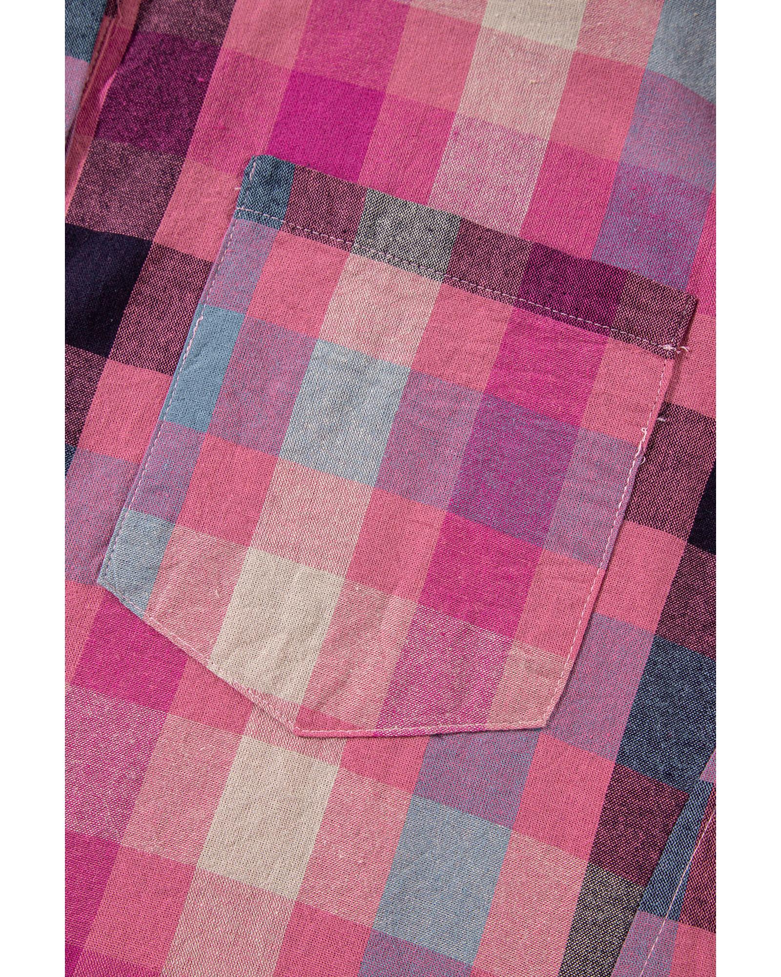 Rose Stripe Plus Size Checkered Print Button up Shirt - 1X 8
