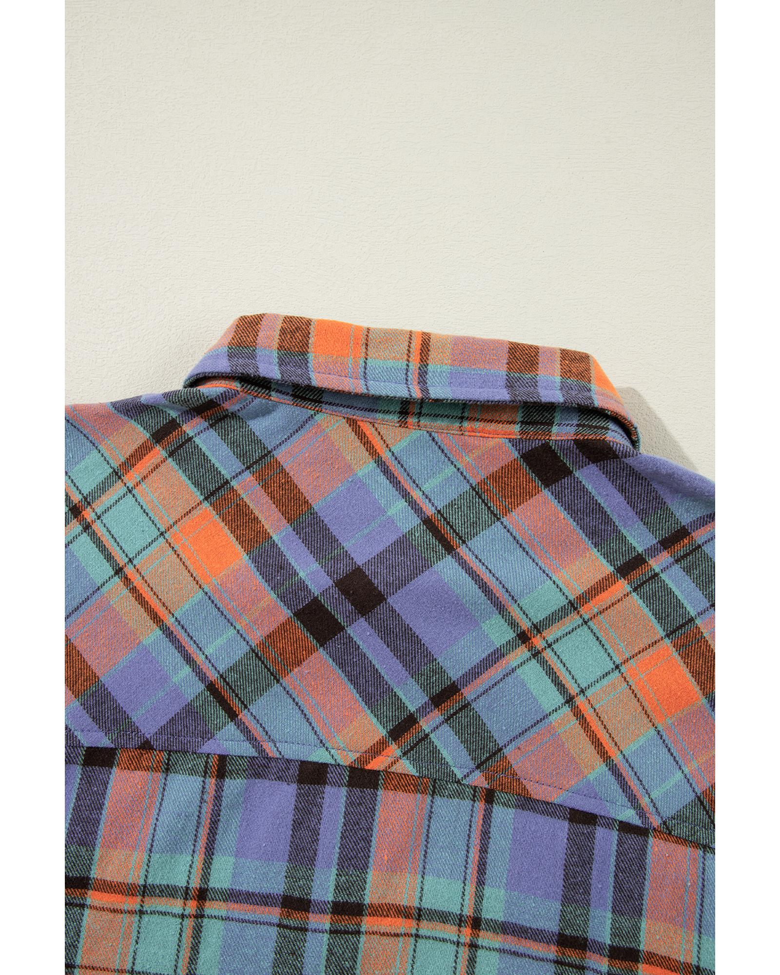 Orange Plus Size Plaid Print Buttoned Shirt - 4X 3