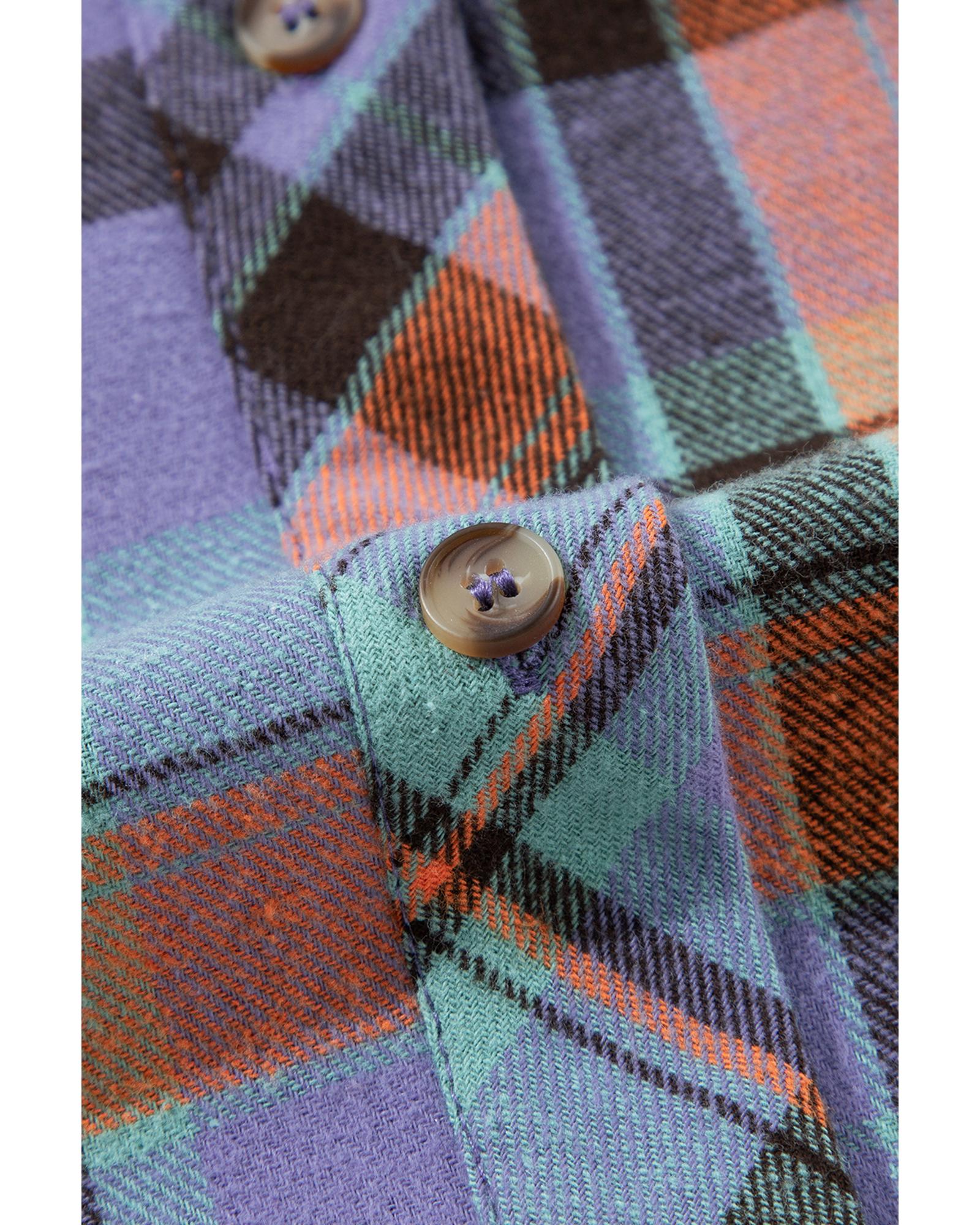 Orange Plus Size Plaid Print Buttoned Shirt - 4X 5