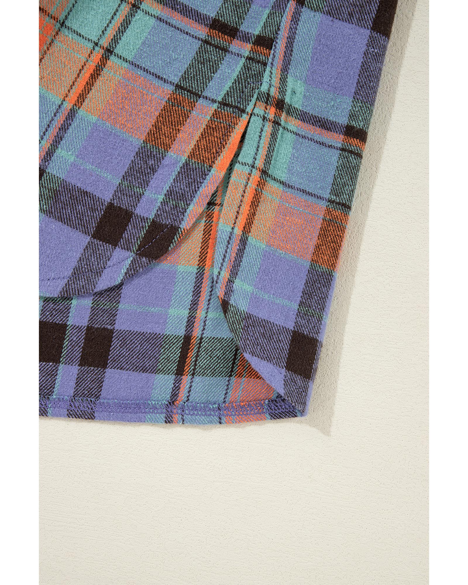 Orange Plus Size Plaid Print Buttoned Shirt - 4X 6