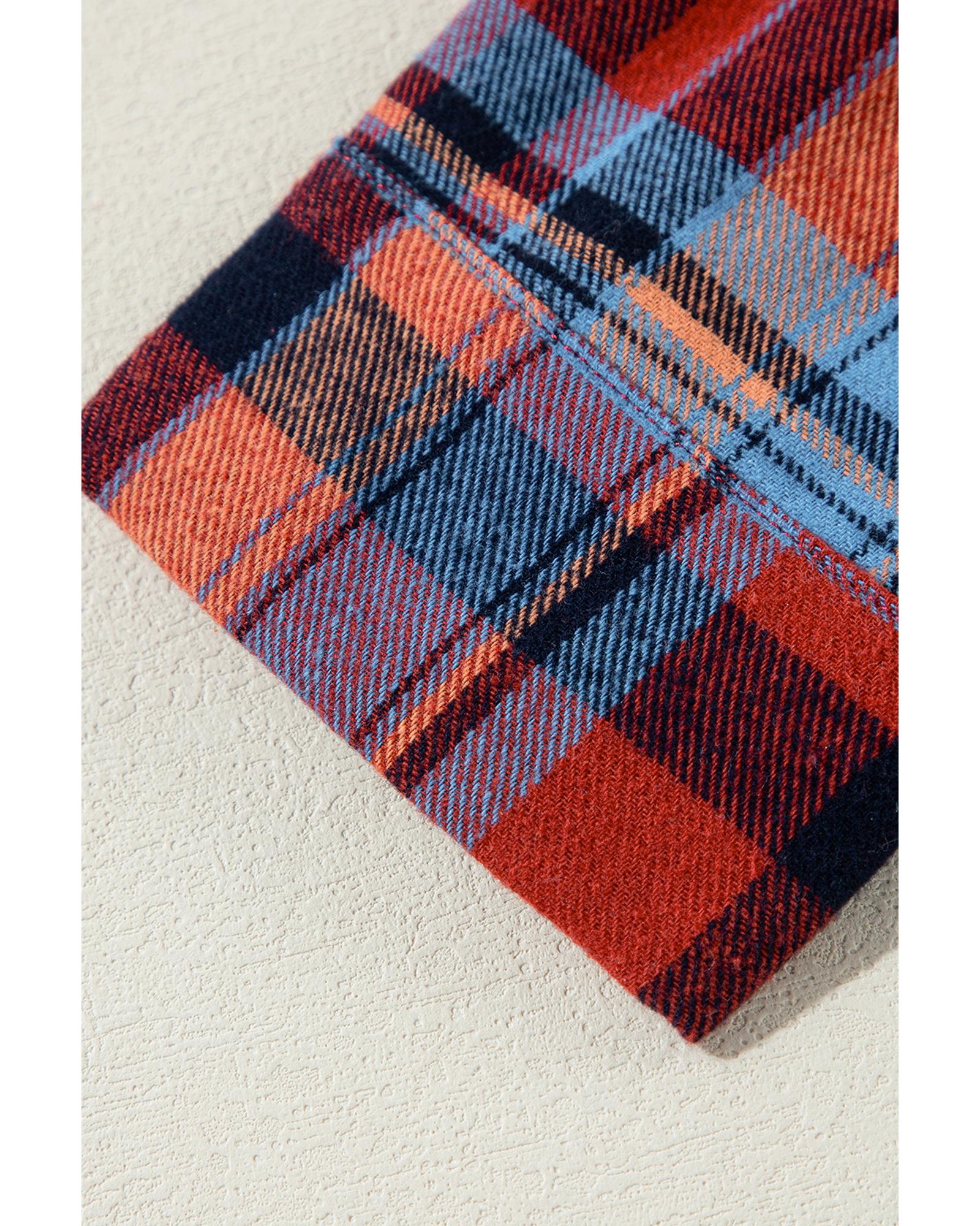 Red Plus Size Plaid Print Buttoned Shirt - 1X 6