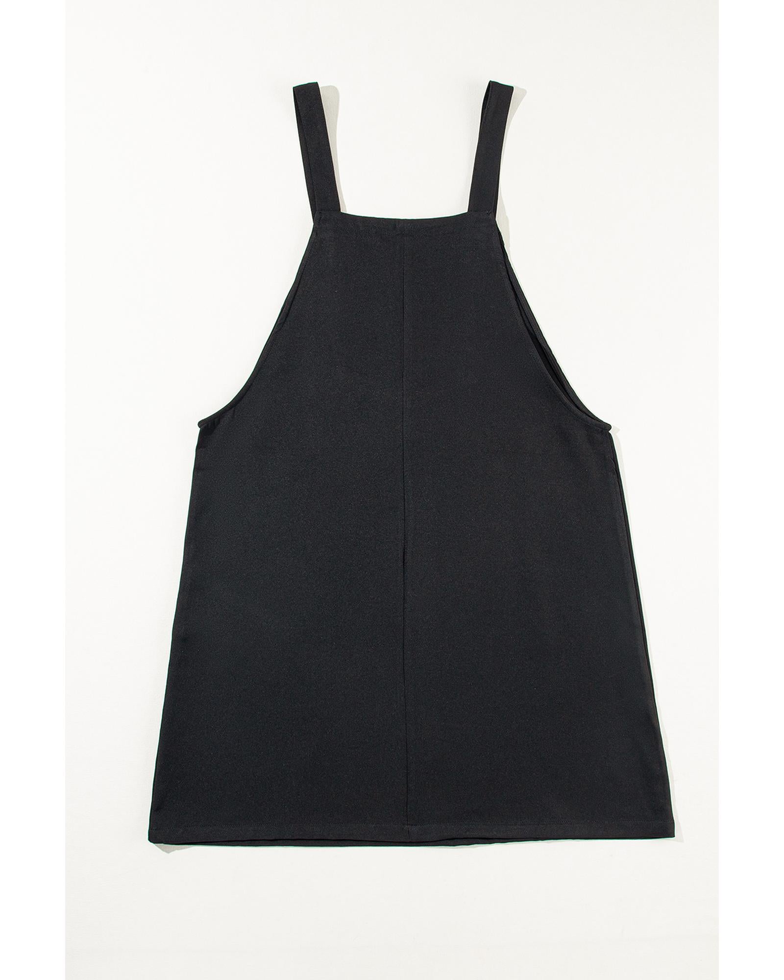 Black Solid Buttoned Straps Plus Size Overall Dress - 2X 4