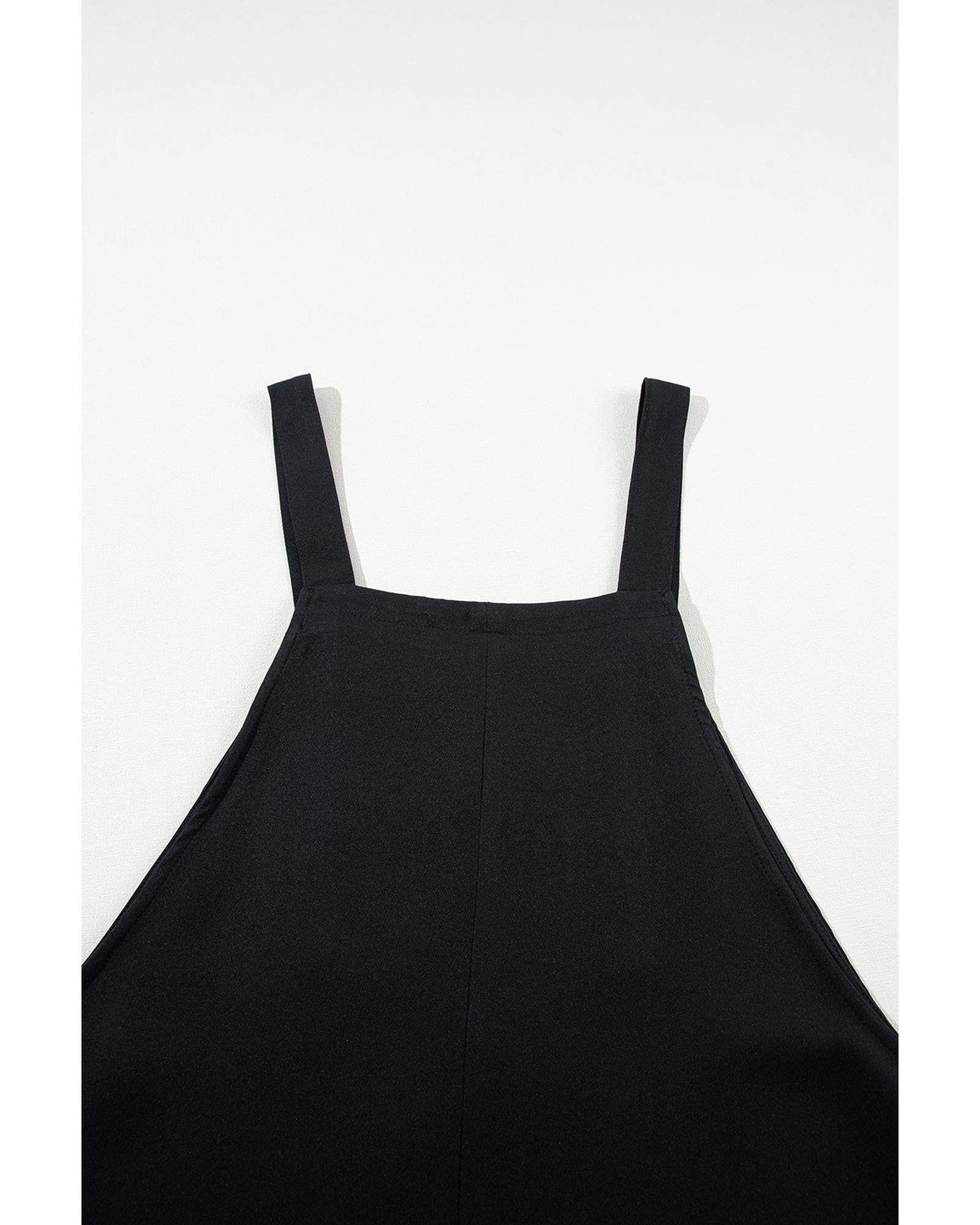 Black Solid Buttoned Straps Plus Size Overall Dress - 2X 5