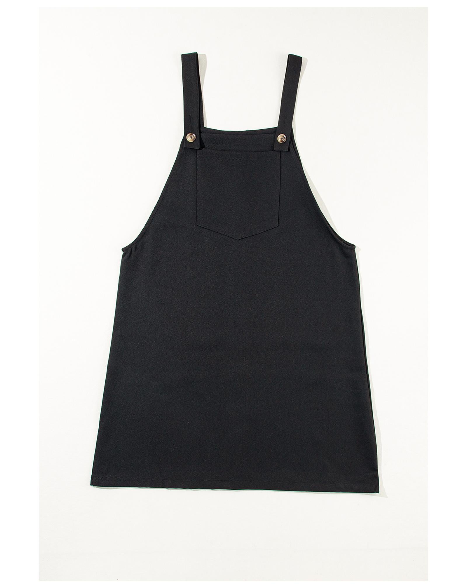Black Solid Buttoned Straps Plus Size Overall Dress - 2X 7