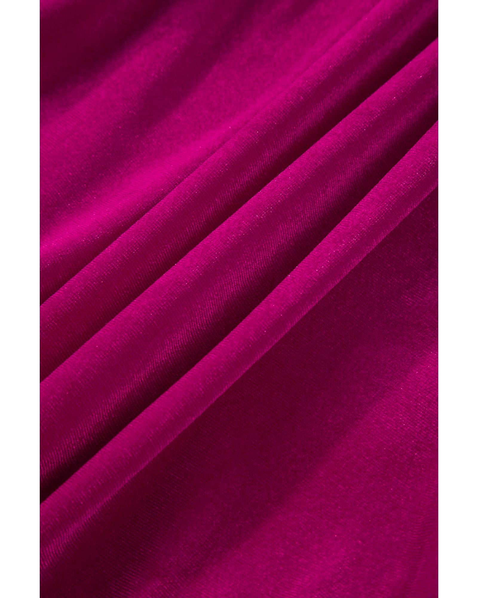 Rose Red Shirred V Neck Tiered Ruffled Velvet Plus Size Maxi Dress - 3X 7