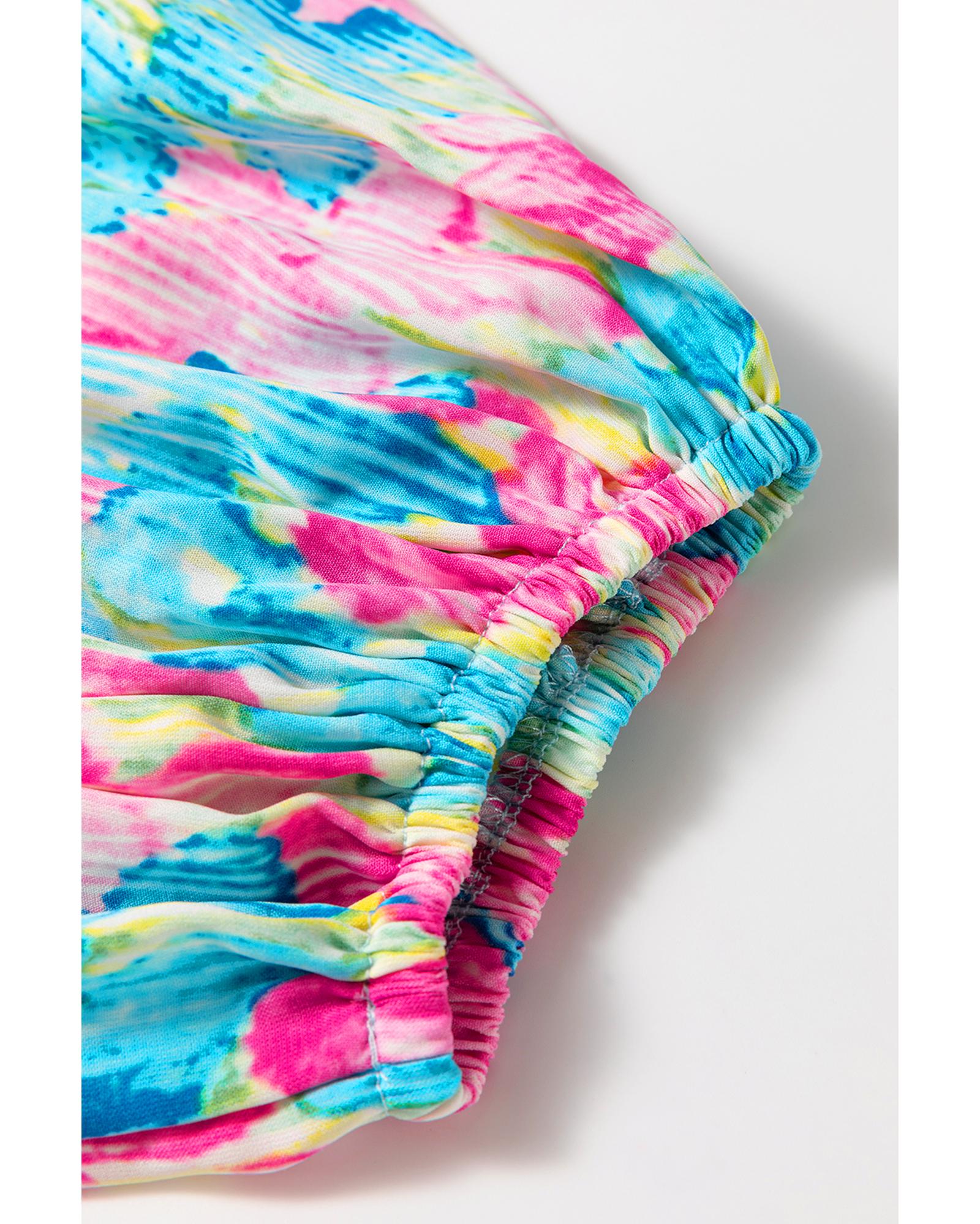 Sky Blue Floral Allover Print Shirred Square Neck Plus Size Maxi Dress - 1X 5