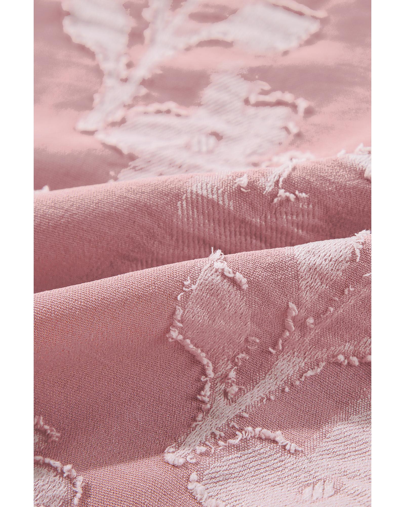 Peach Blossom Floral Surplice V Neck Tiered Ruffled Plus Size Dress - 2X 3