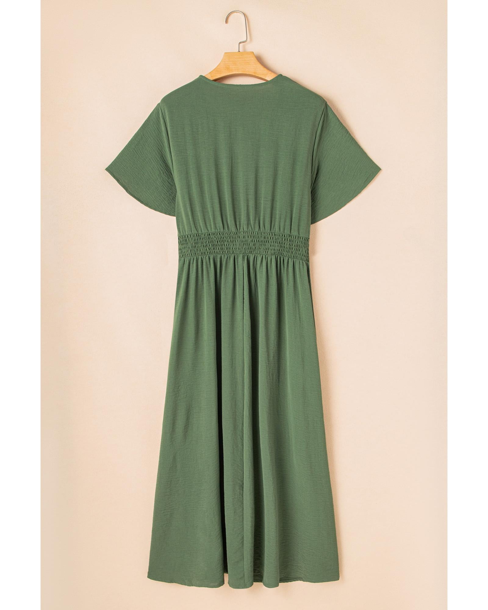 Four Leaf Clover Surplice Neckline Shirred High Waist Plus Size Maxi Dress - 2X 8