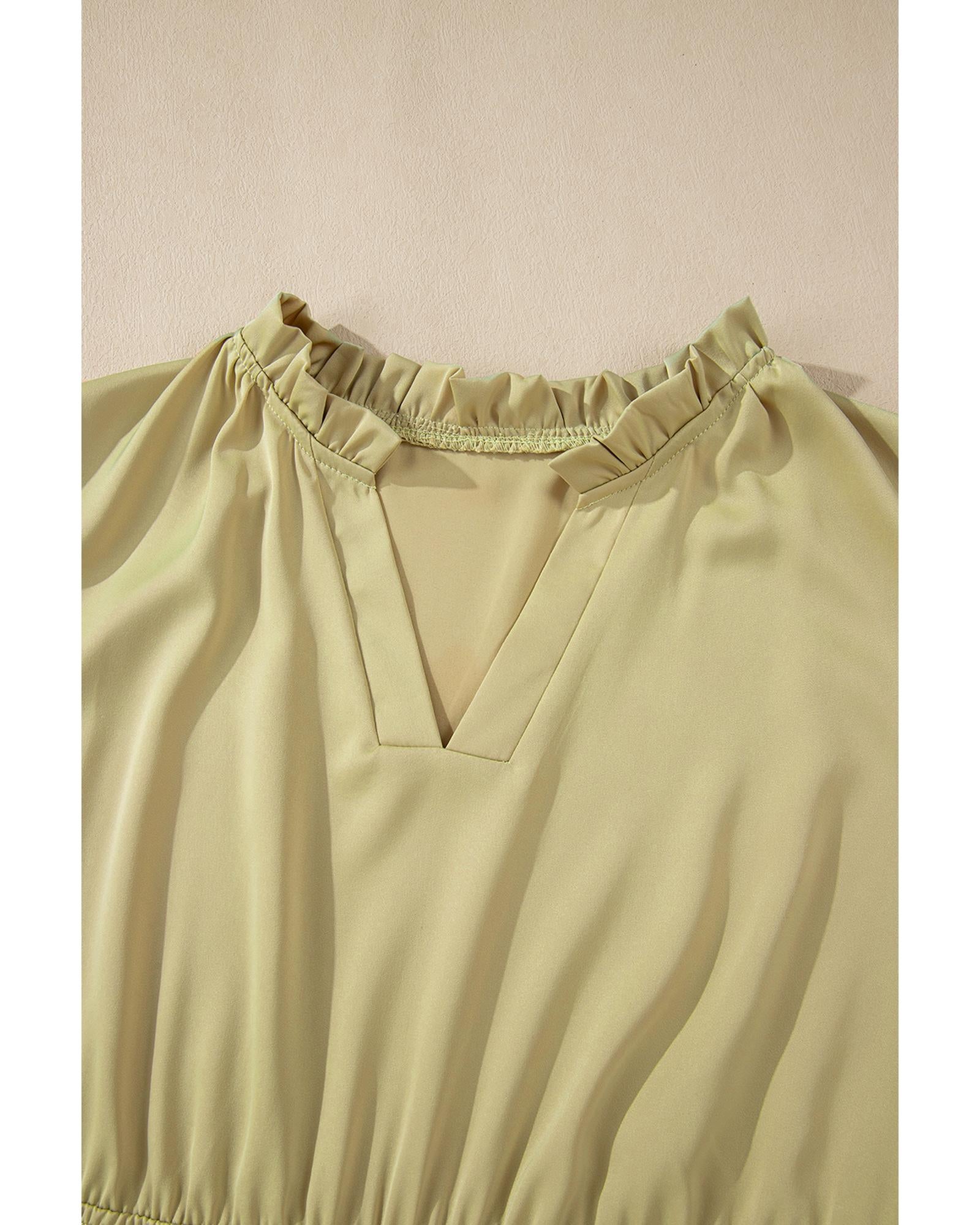 Laurel Green Notched V Neck Puff Sleeve Tiered Plus Size Maxi Dress - 1X 8