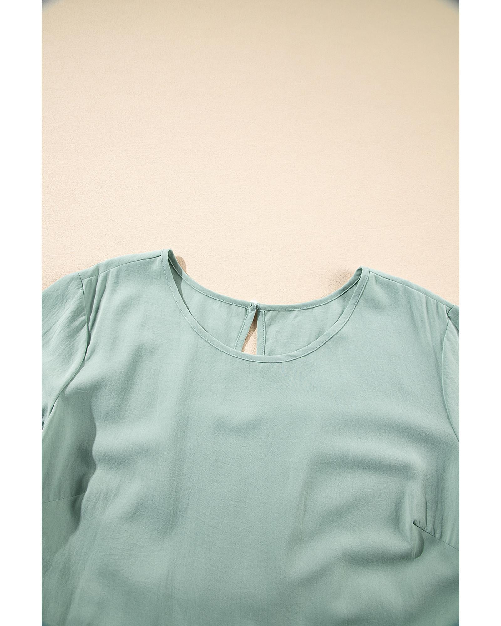 Grass Green Ruffle Trim Short Sleeve Plus Size Flared Mini Dress - 2X 7