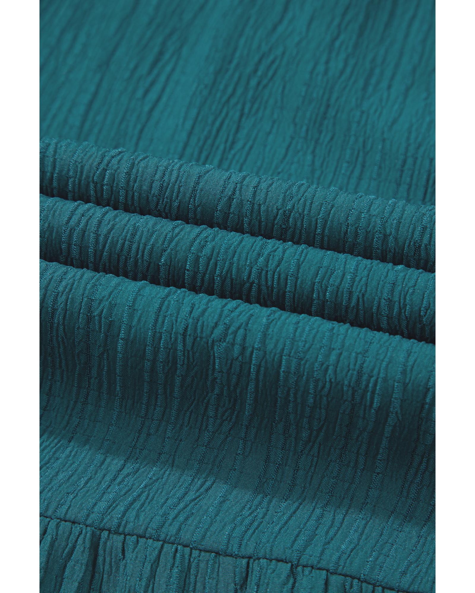 Skobeloff Frilled U Neck Puff Sleeve Belted Ruffle Hem Plus Size Midi Dress - 4X