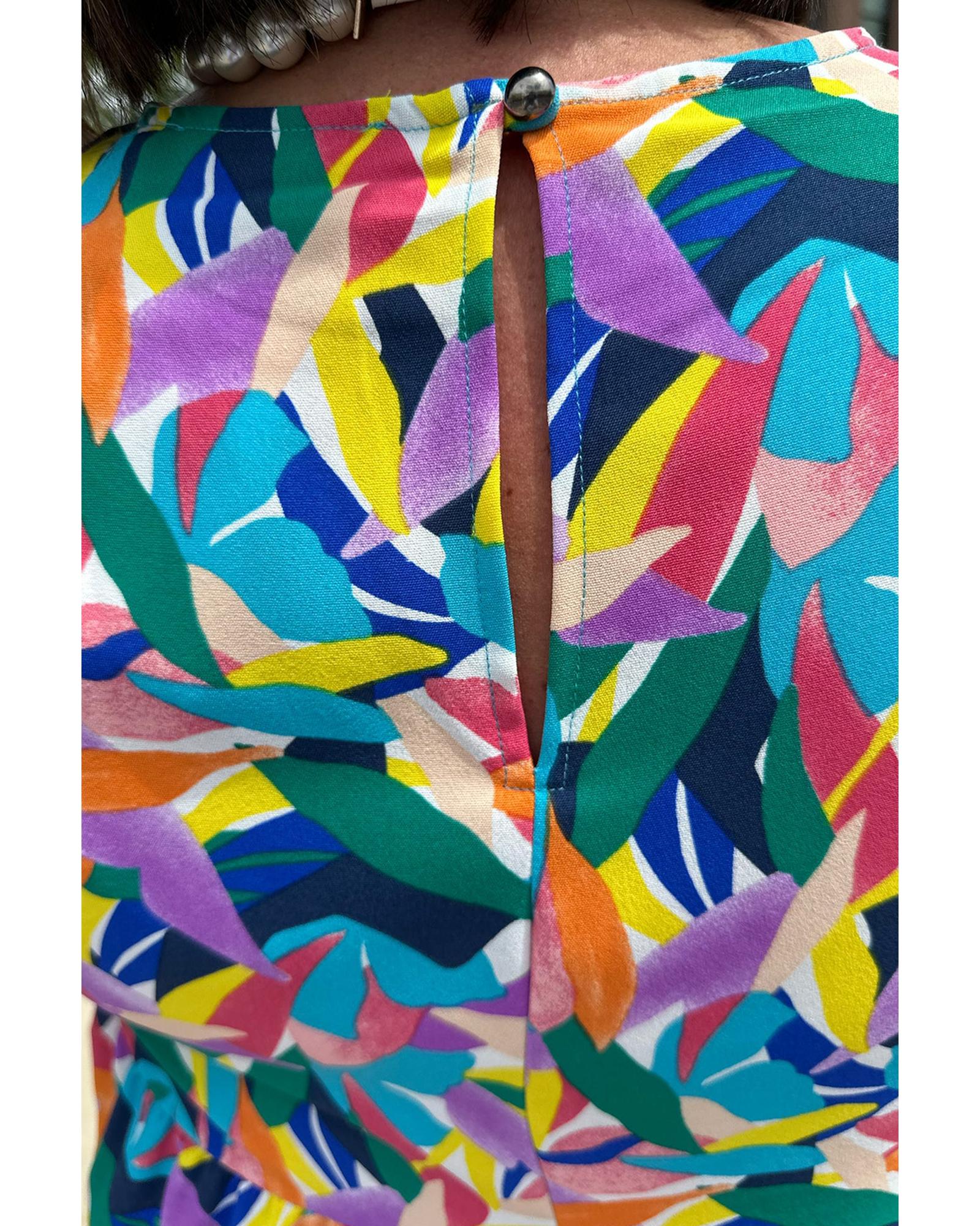 Blue Geometric Print Ruffled Short Sleeve Plus Size Tiered Maxi Dress - 3X 5