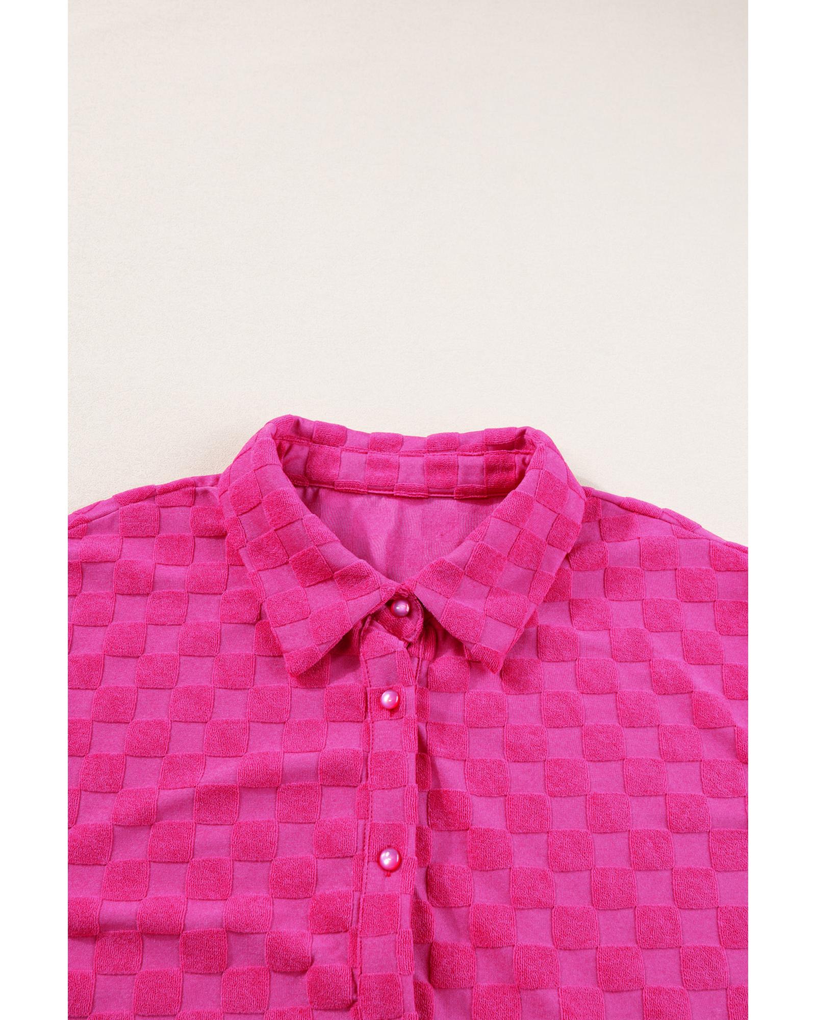 Peach Blossom Plus Size Checkered Terry Knit Short 2pcs Outfit - 2X 5