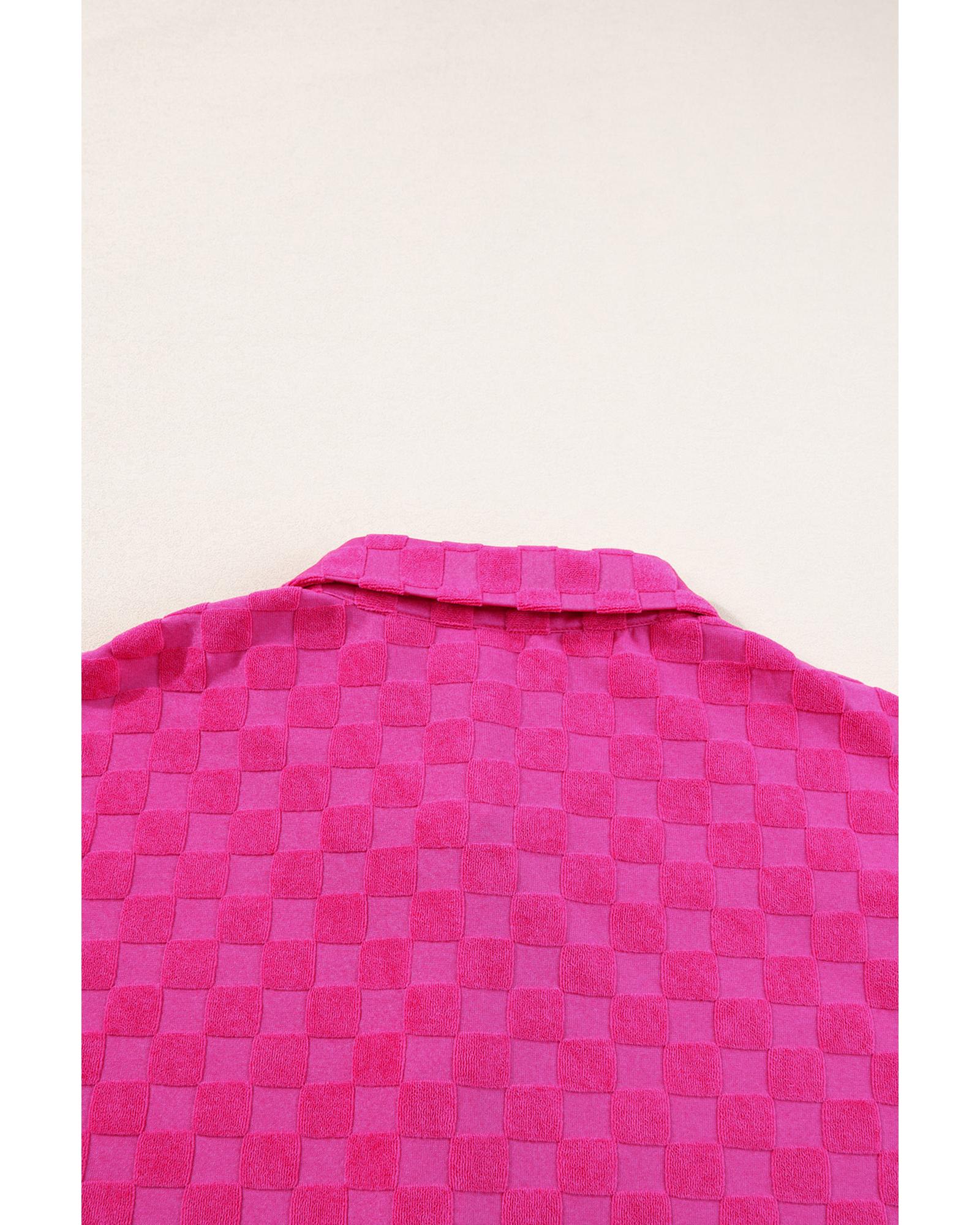 Peach Blossom Plus Size Checkered Terry Knit Short 2pcs Outfit - 2X 8