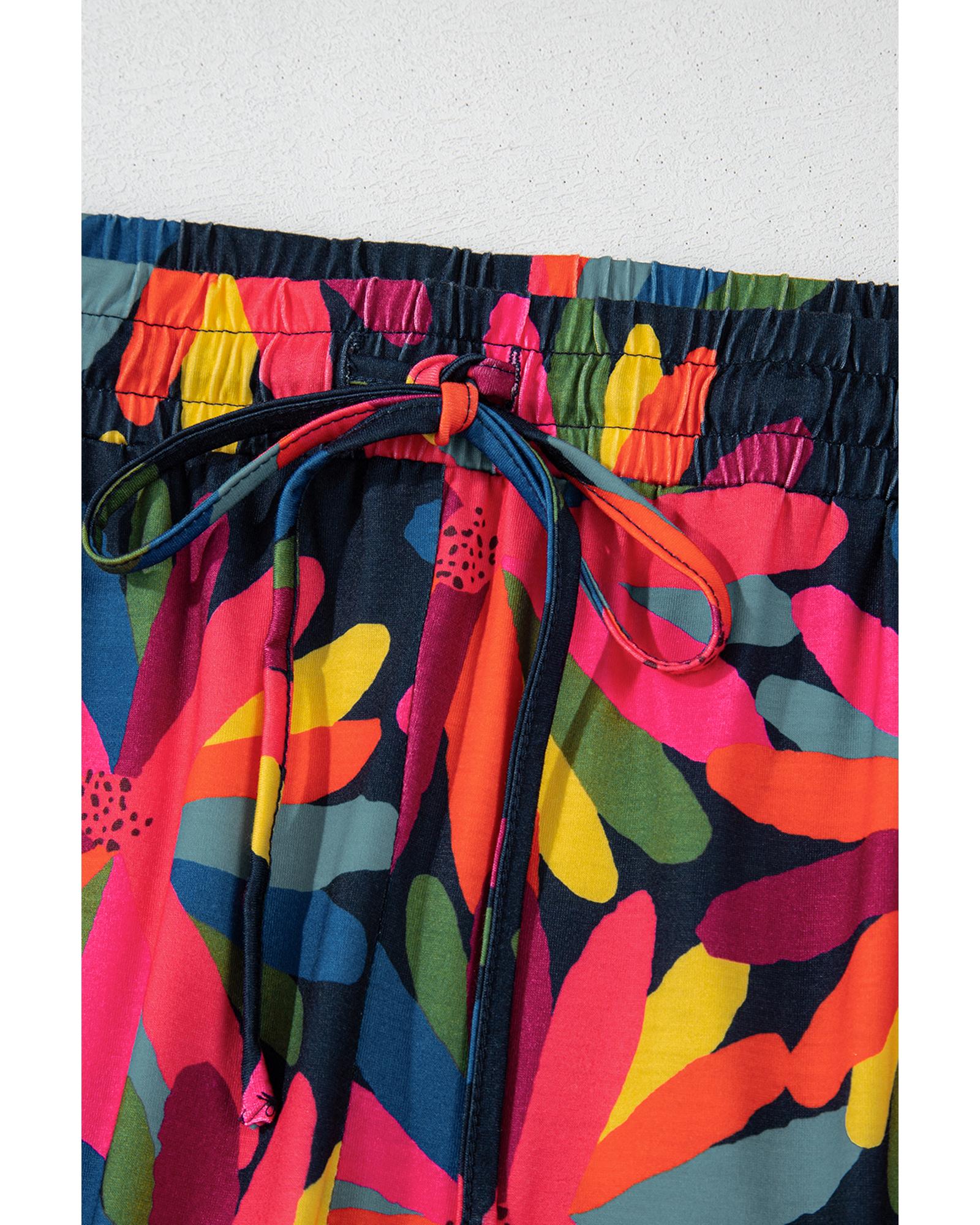Black Plus Size Printed Long Sleeve and Pants Lounge Set - 4X 6