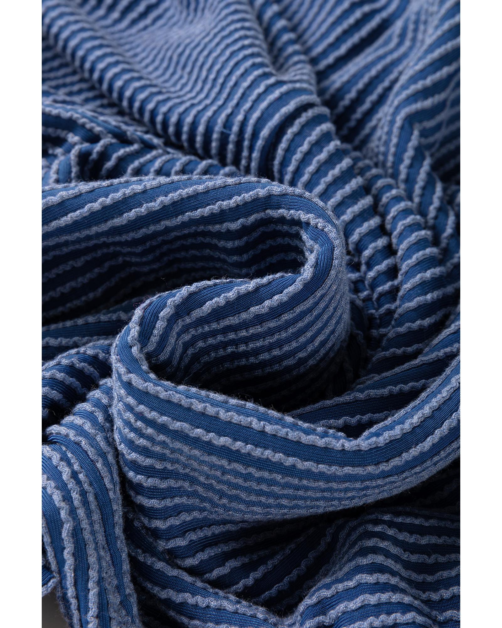 Sail Blue Ribbed V Neck Tee and Pants Plus Size Set - 1X 6