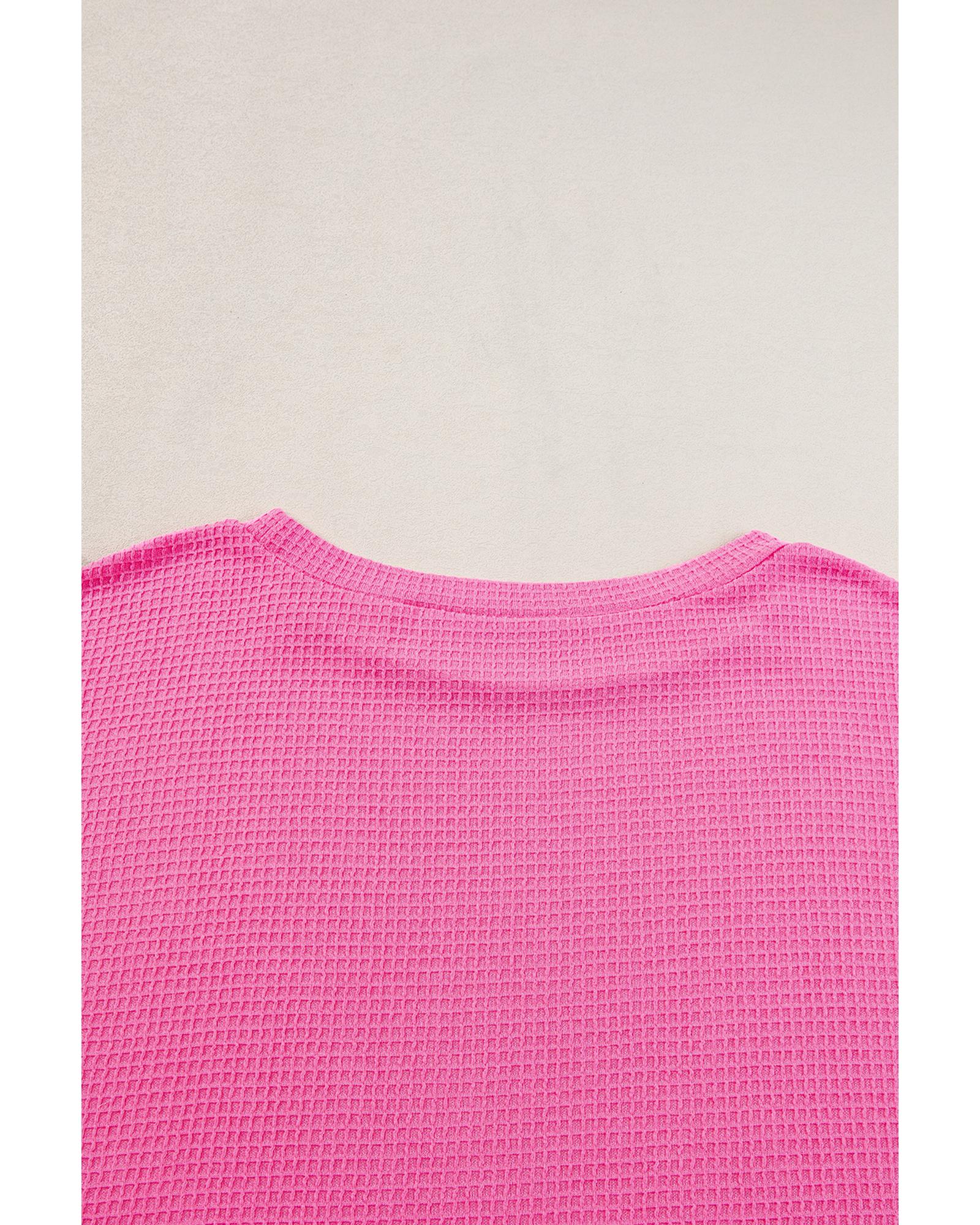 Rose Red Solid Waffle Knit Plus Size Two Piece Set - 1X 6