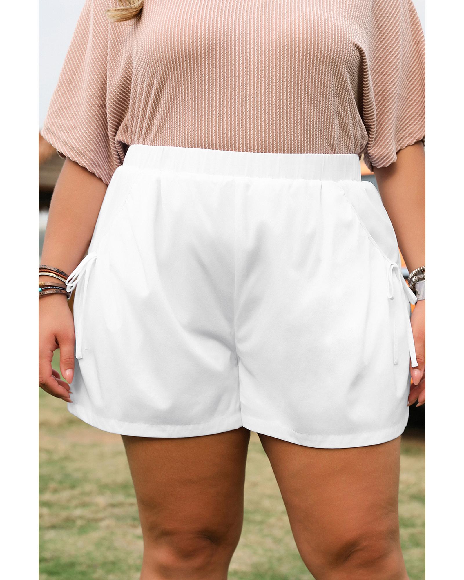 White Bow Decor Pockets Plus Size Shorts - 4X 6