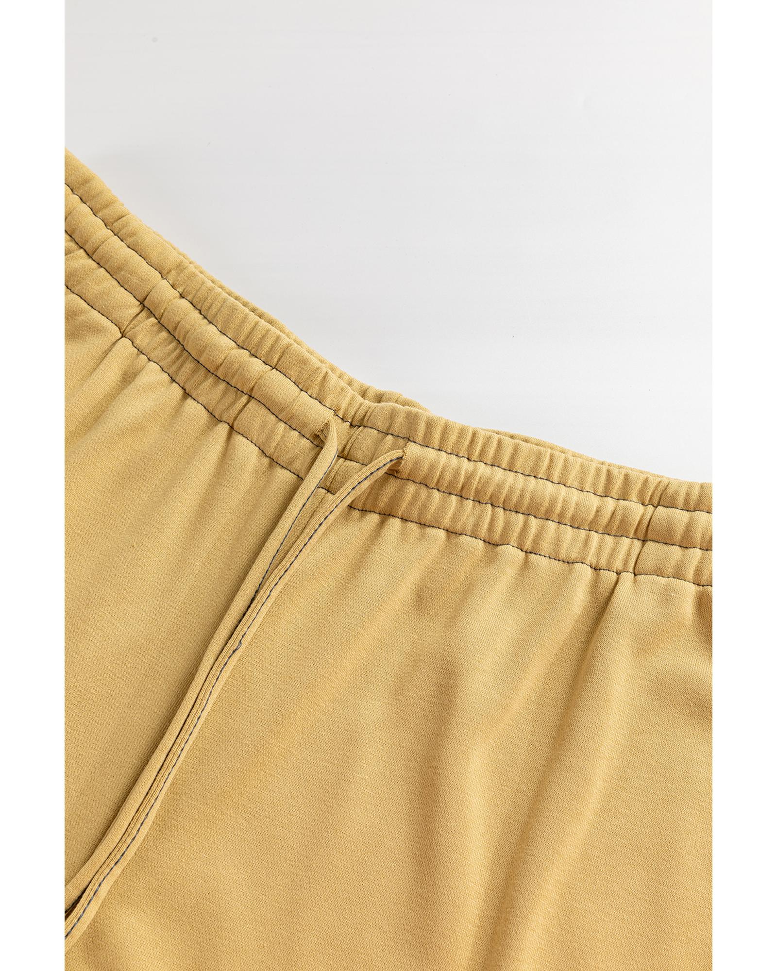 Beige Drawstring Adjusted Band High Waist Plus Size Pants - 4X 8
