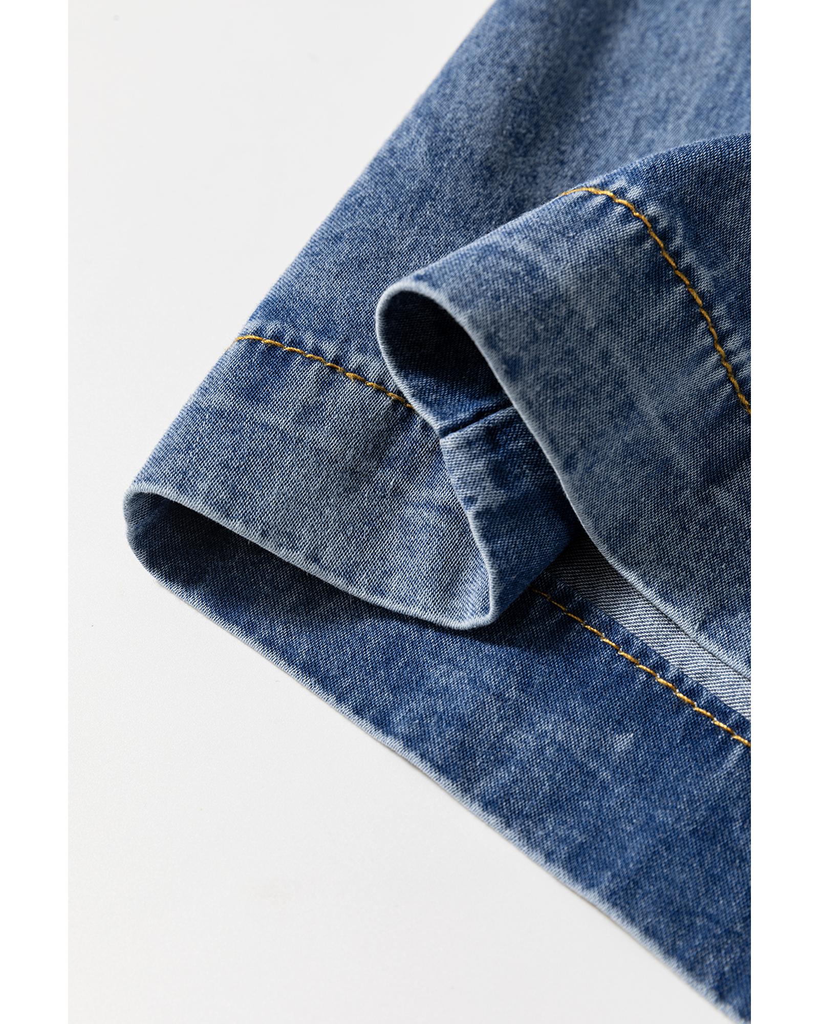 Azura Exchange Dusk Blue Plus Size Drawstring High Waist Straight Leg Jeans - 4X 7