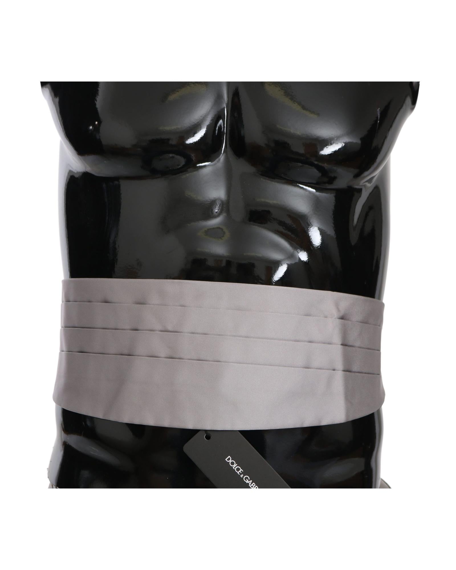 Authentic Dolce & Gabbana Cummerbund - Gray Silk with Adjustable Closure 50 IT Men