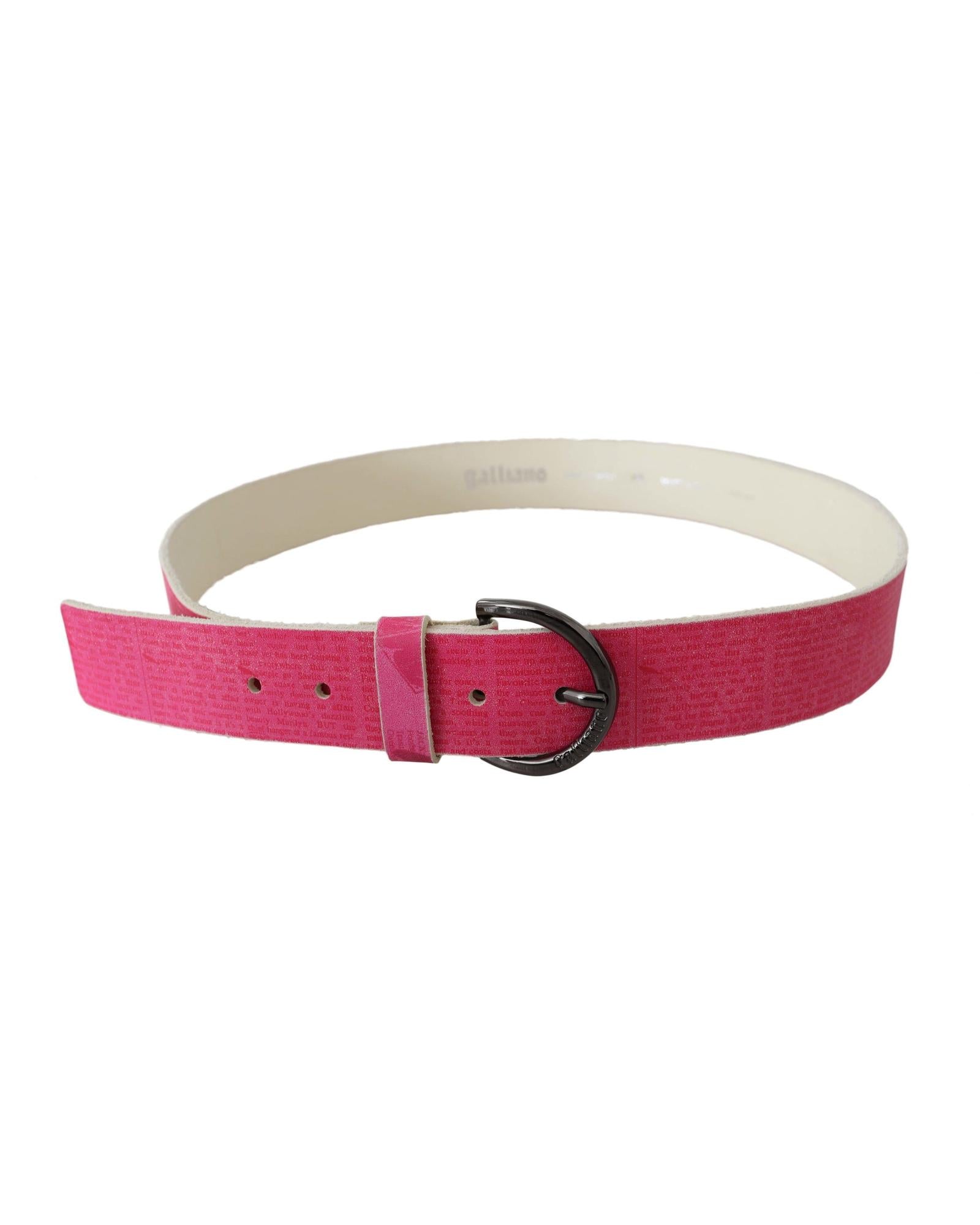 100% Authentic GALLIANO Pink Leather Fashion Belt with Black-tone Hardware 90 cm Women 3