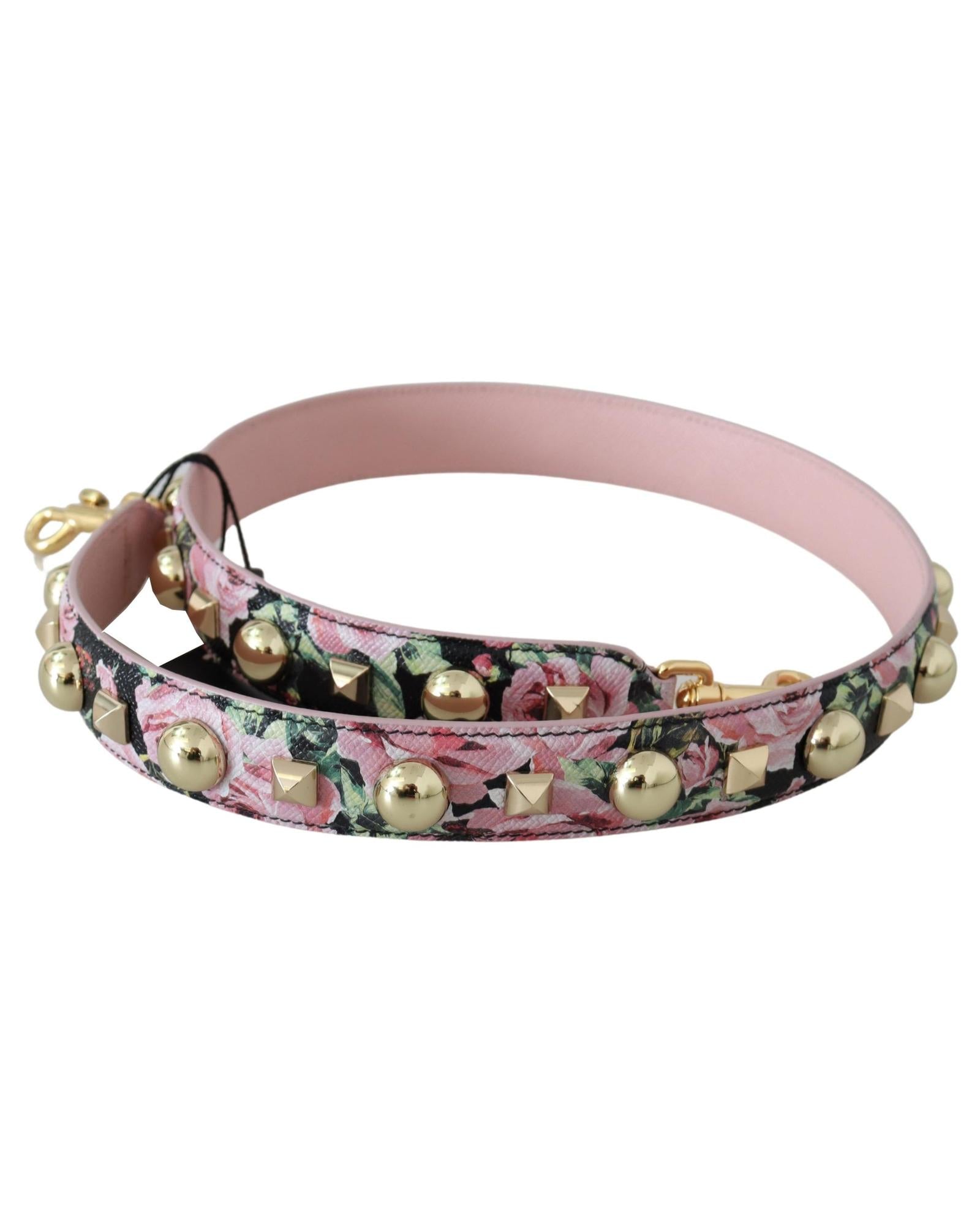 Floral Gold Studs Strap Handbag Accessory One Size Women 3