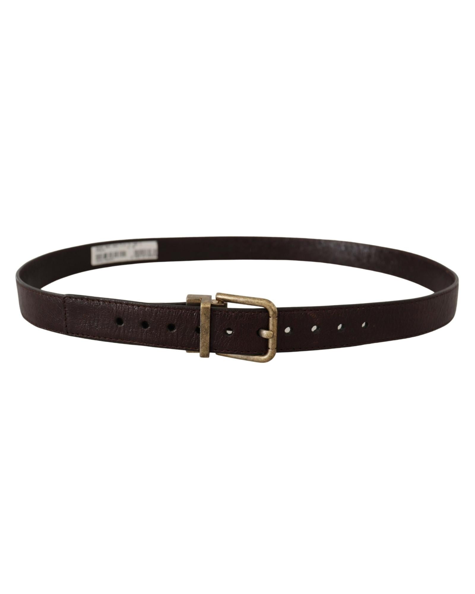 Dolce & Gabbana Men's Brown Calf Leather Vintage Logo Metal Buckle Belt - 95 cm 3