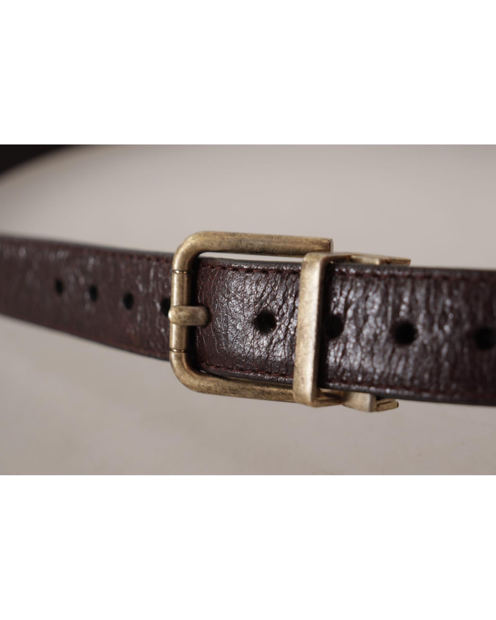 Dolce & Gabbana Men's Brown Calf Leather Vintage Logo Metal Buckle Belt - 95 cm 4