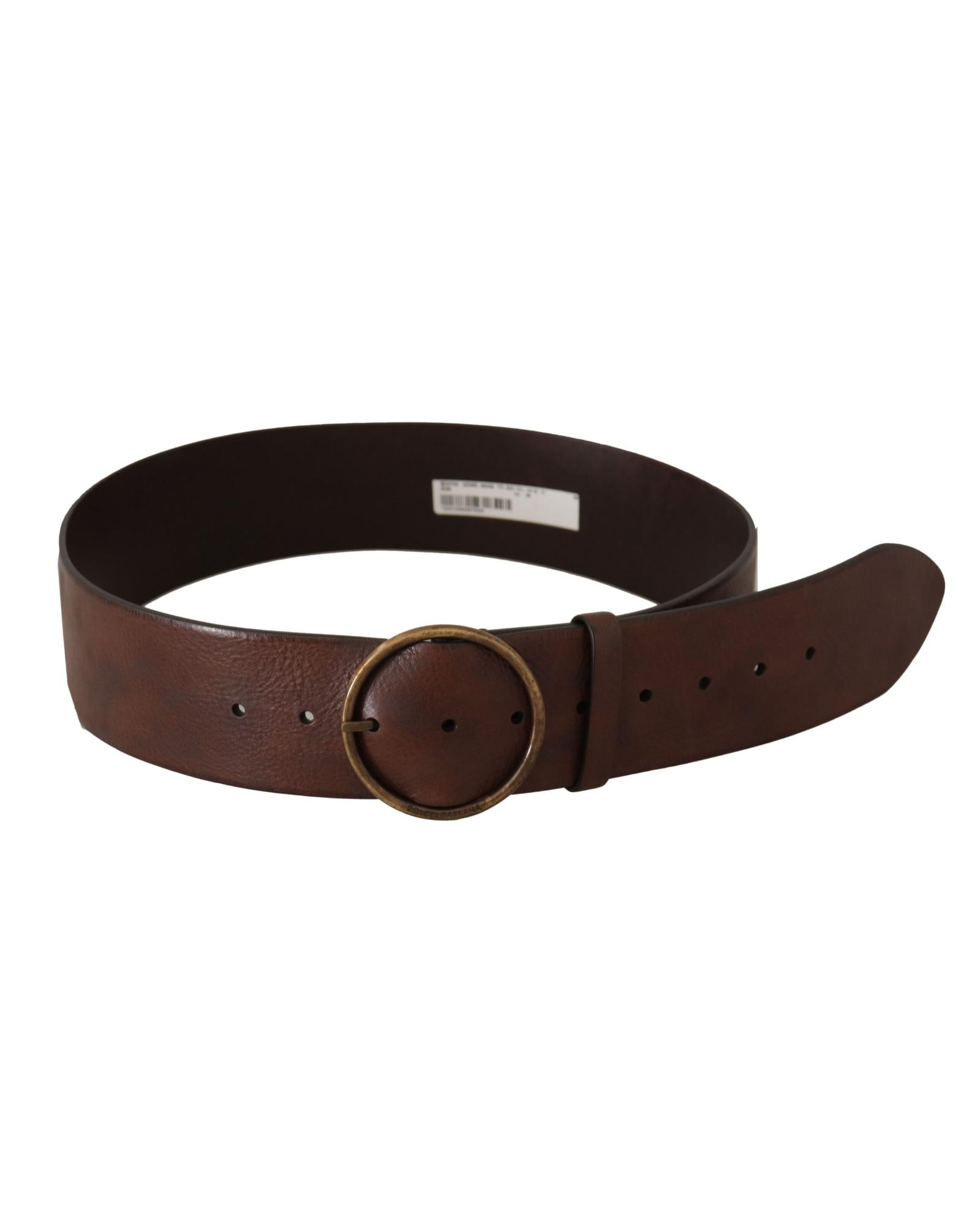 Authentic Dolce & Gabbana Leather Belt with Engraved Logo Buckle 90 cm Women 3