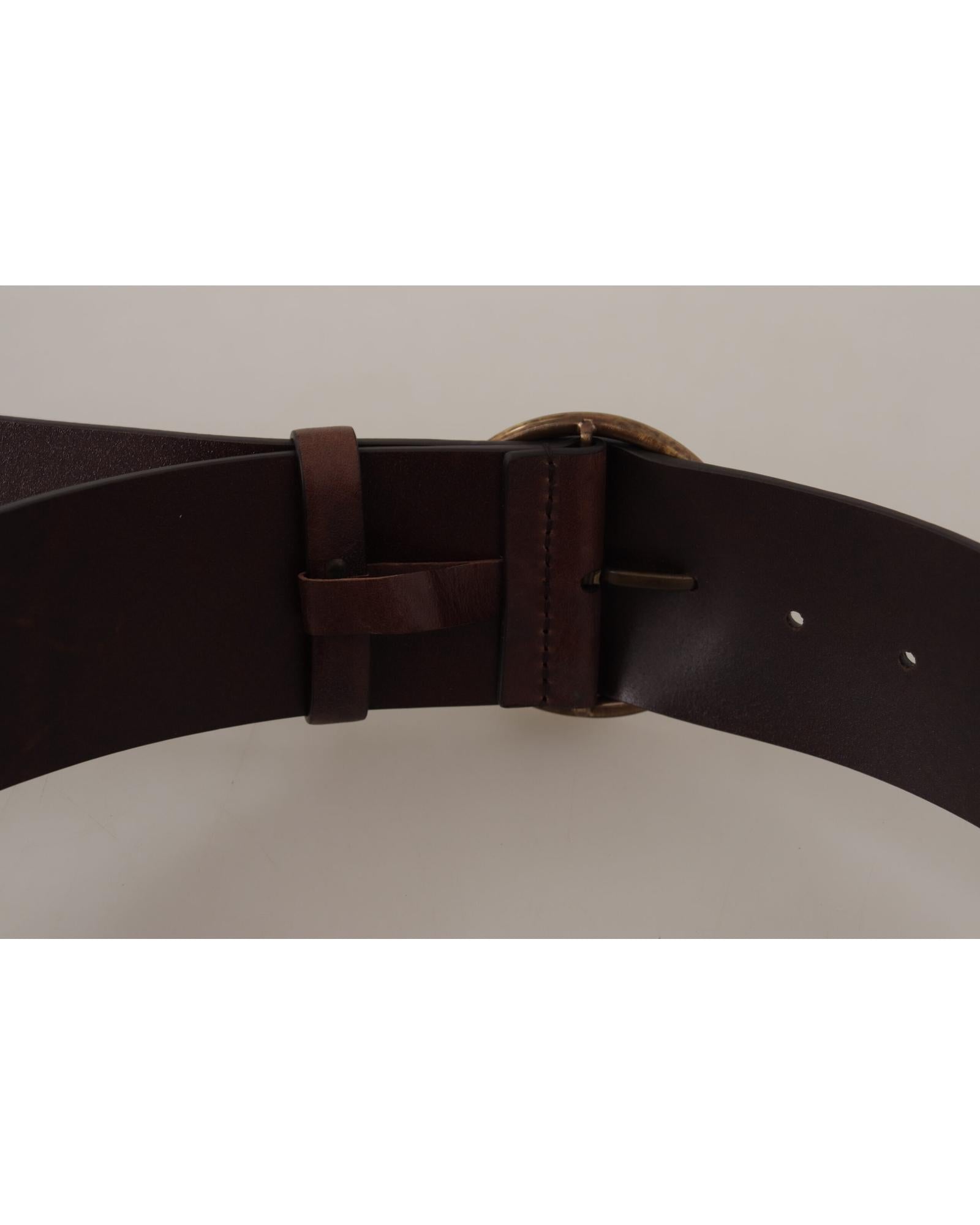 Authentic Dolce & Gabbana Leather Belt with Engraved Logo Buckle 90 cm Women 4