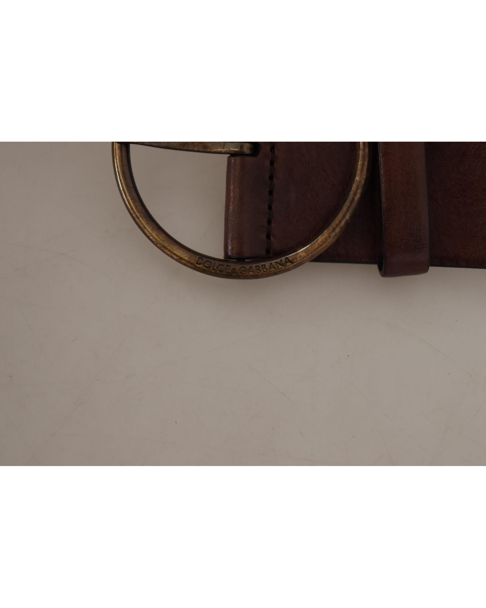 Authentic Dolce & Gabbana Leather Belt with Engraved Logo Buckle 90 cm Women 5