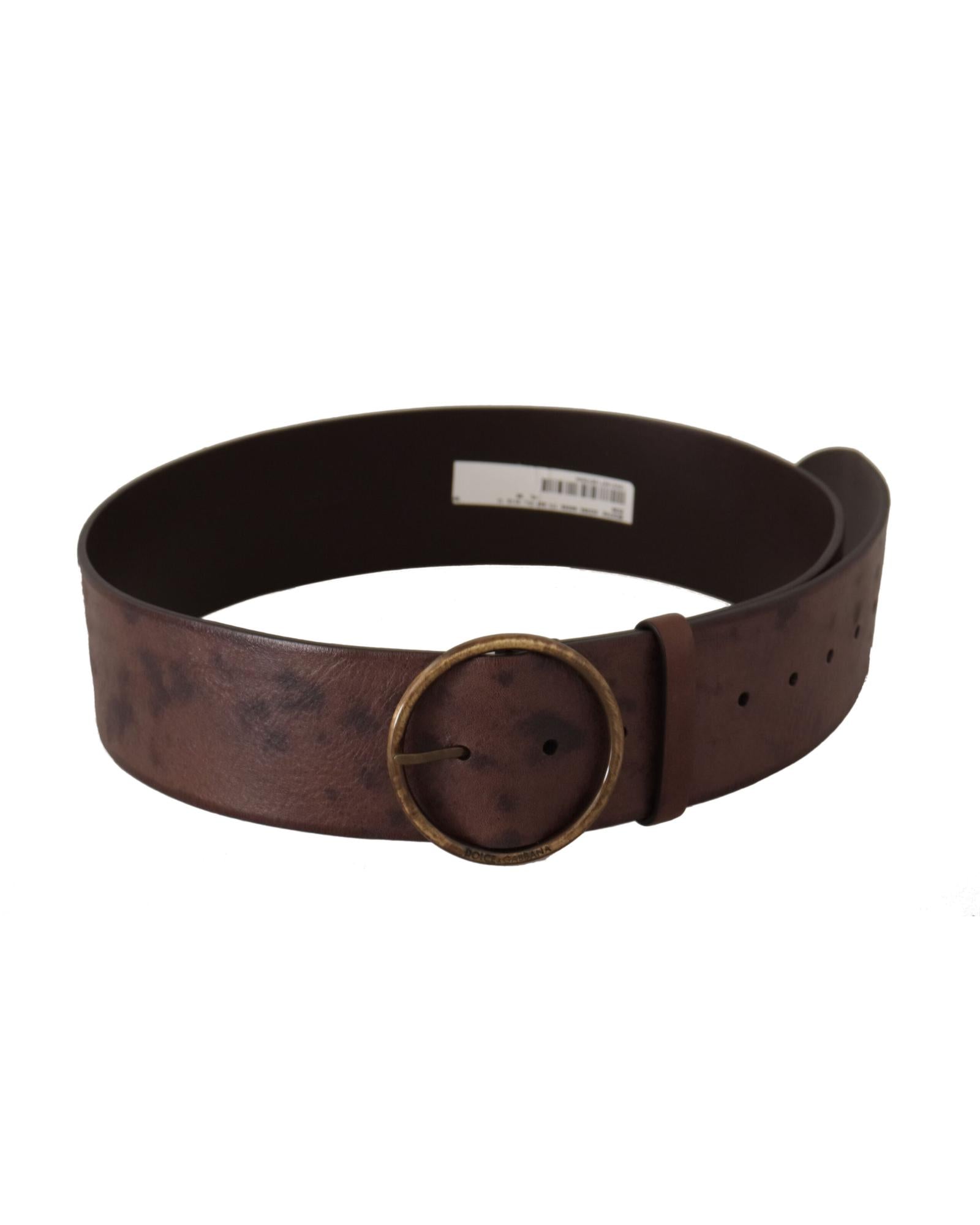 Authentic Dolce & Gabbana Leather Belt with Engraved Logo Buckle 90 cm Women 3
