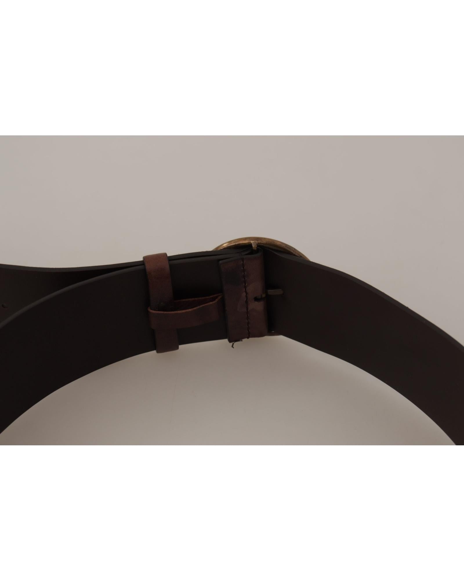Authentic Dolce & Gabbana Leather Belt with Engraved Logo Buckle 90 cm Women 4