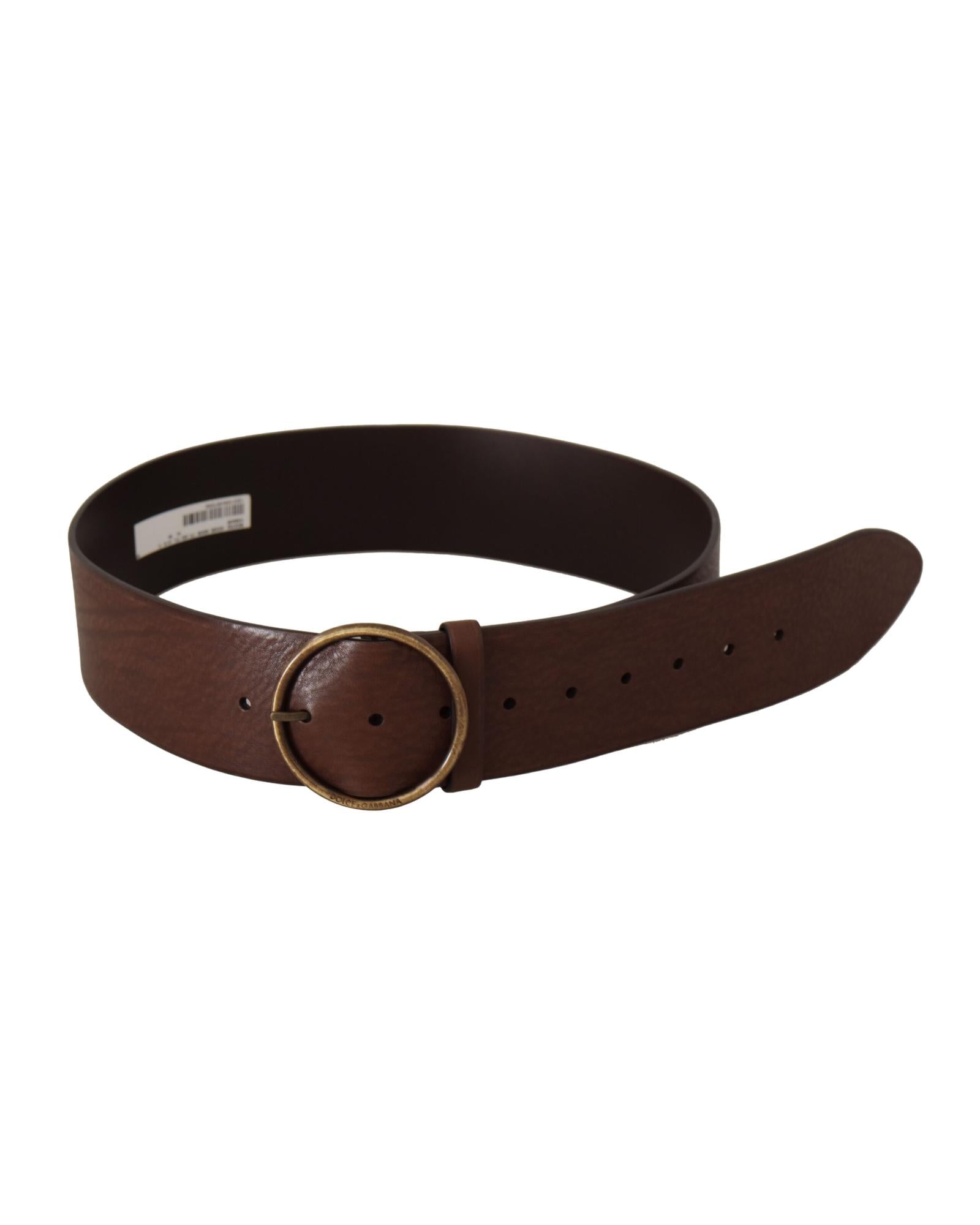 Authentic Dolce & Gabbana Logo Engraved Leather Belt 90 cm Women 3
