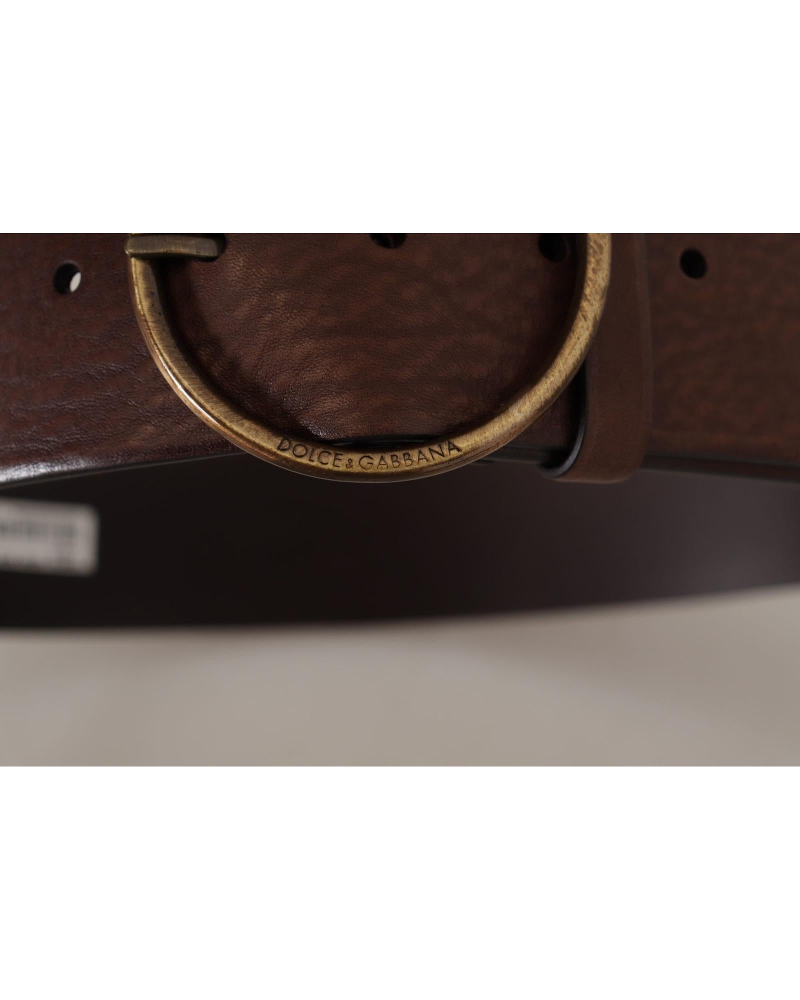 Authentic Dolce & Gabbana Logo Engraved Leather Belt 90 cm Women 4