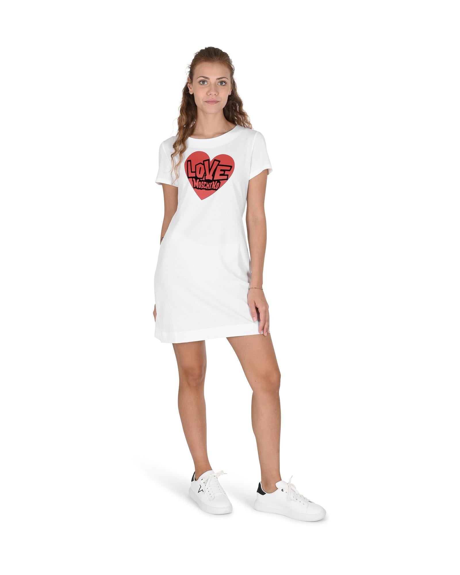 Heartprint Mini Dress Short Sleeve TShirt Dress - 44 IT