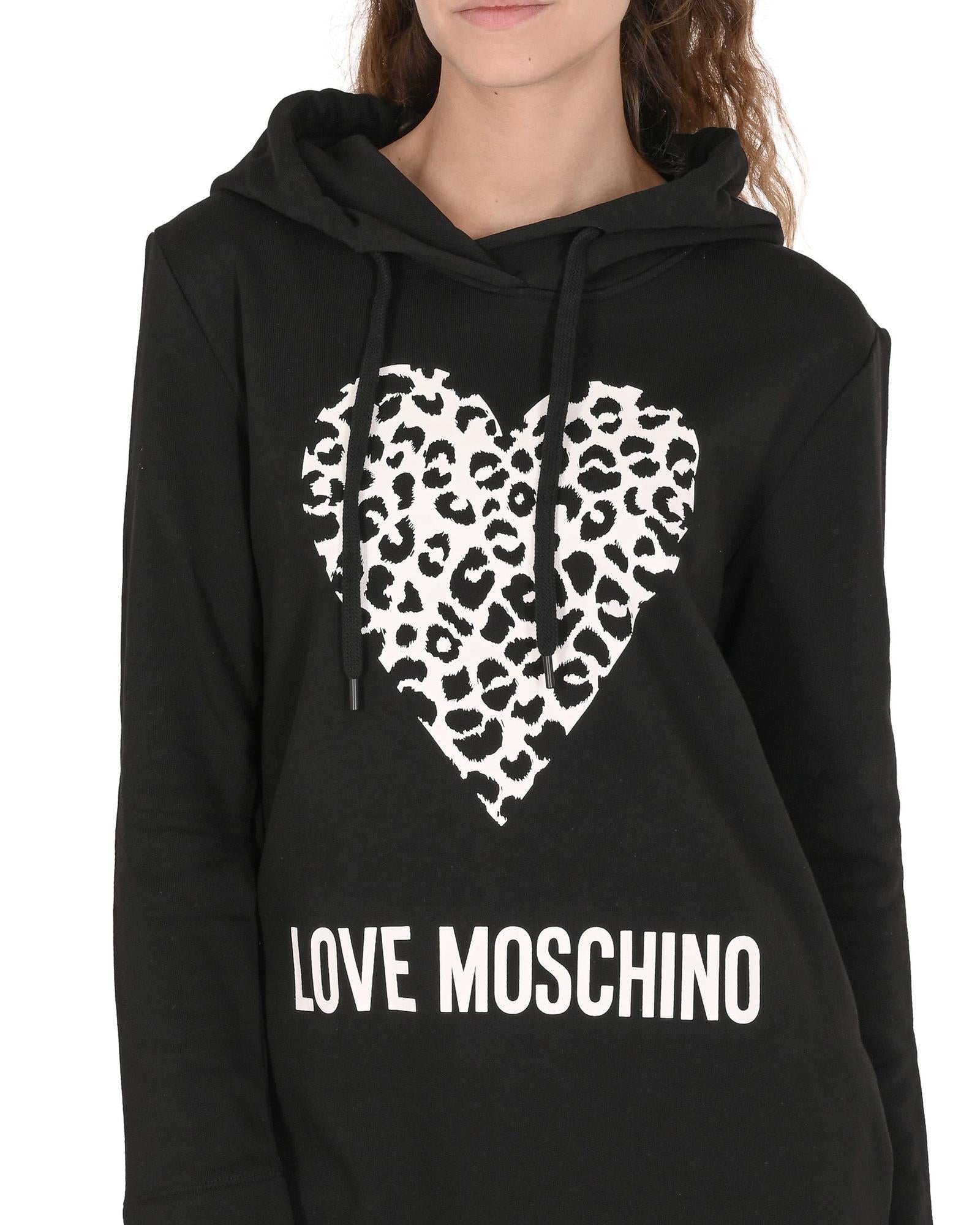 Leopard Heart Hoodie Dress Long Sleeve - 42 IT 3