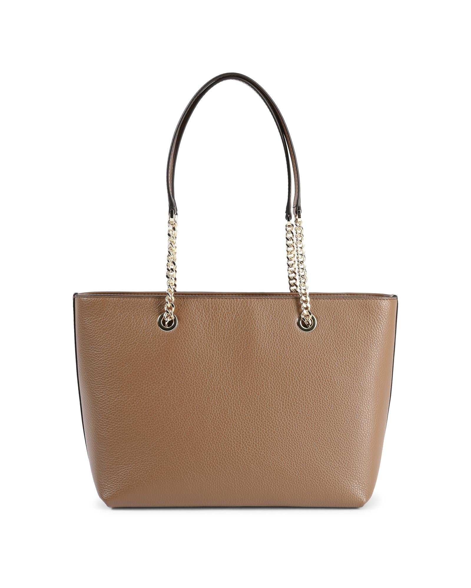 Leather Front Zip Tote Bag - One Size 3