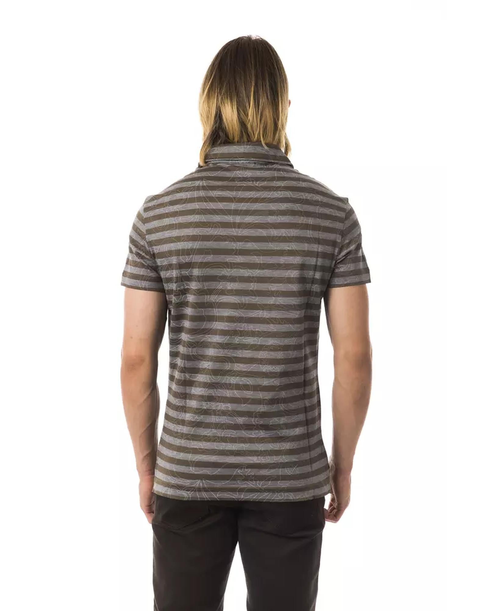 Striped Polo Shirt with Prints M Men 3