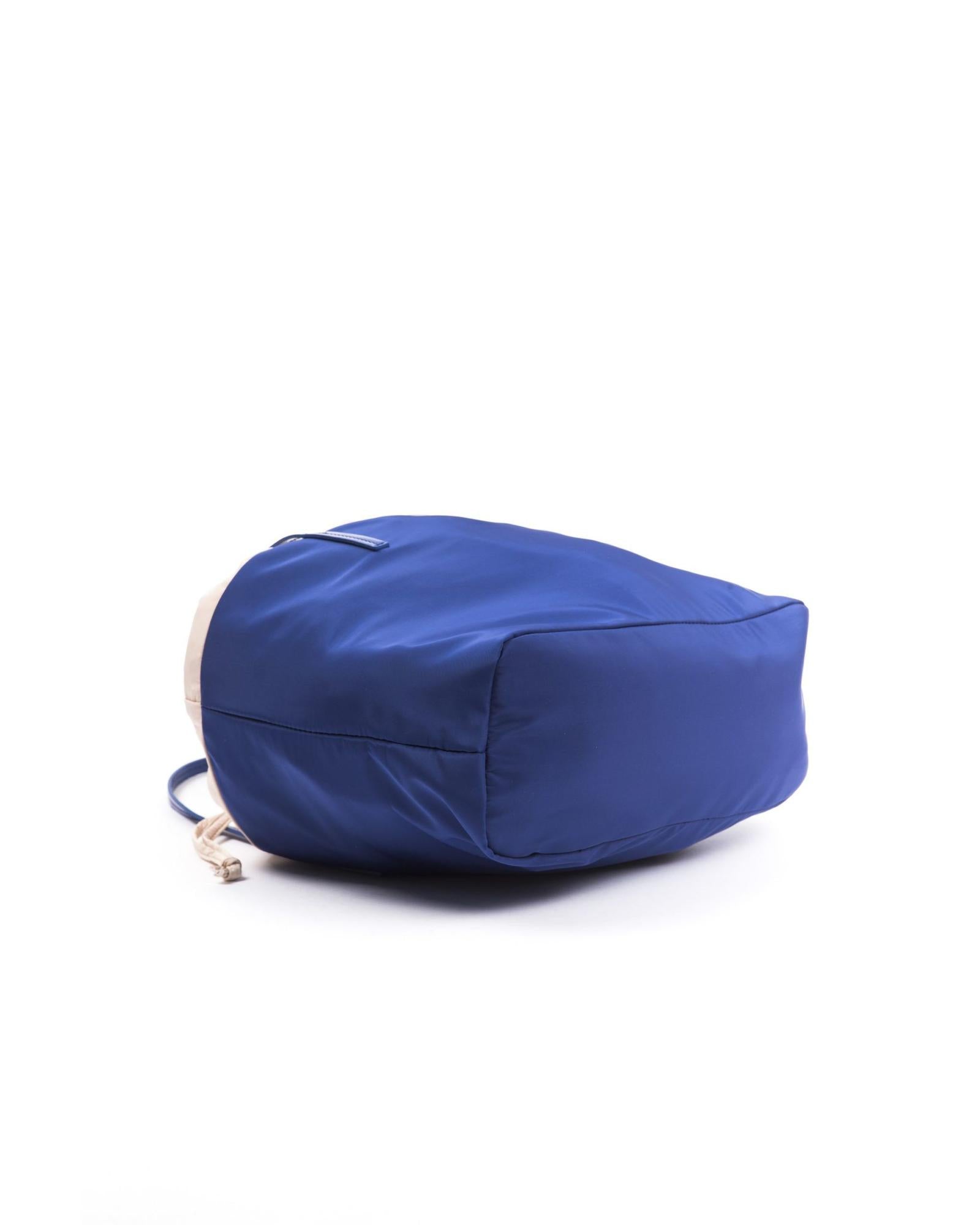 BYBLOS Women's Chic Blue Fabric Shopper Tote with Patent Accents - One Size 4